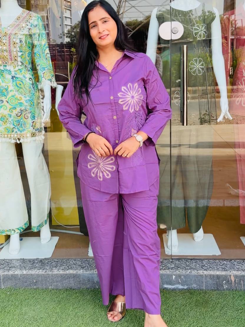 Lavender Bloom Embroidered Co-Ord Set