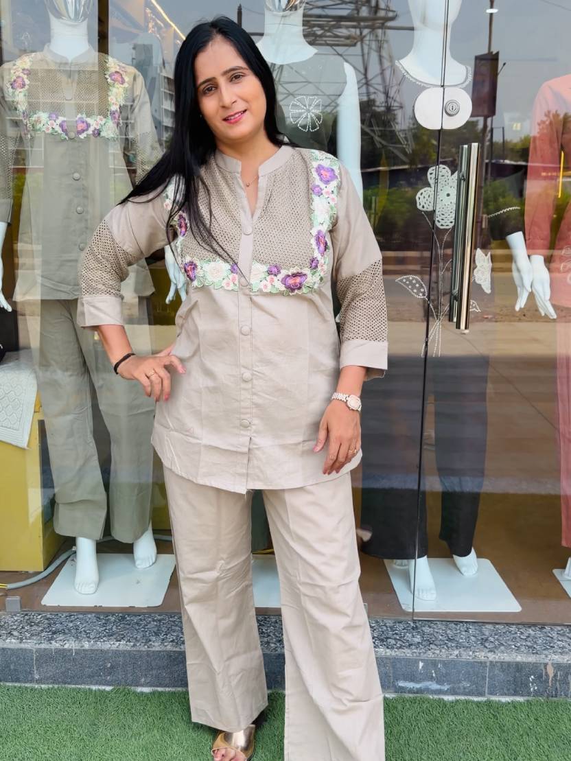 Stone Blossom Cotton Flex Co-Ord Set