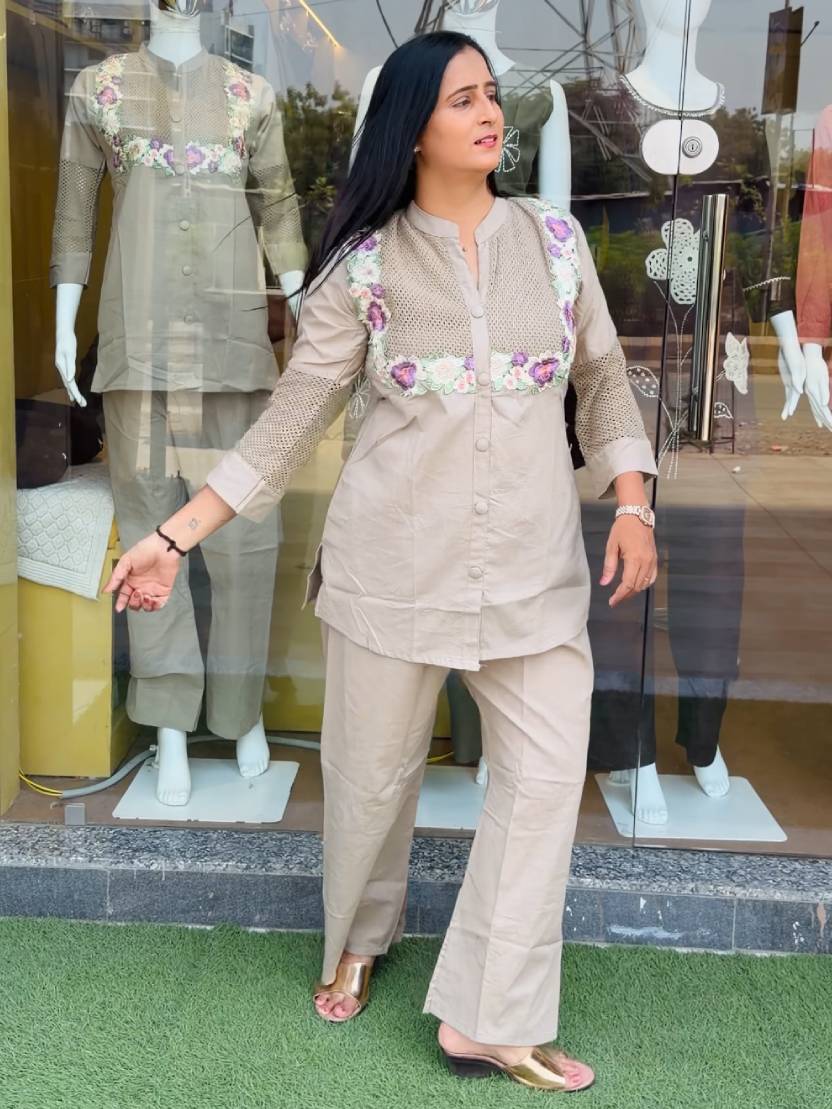 Stone Blossom Cotton Flex Co-Ord Set