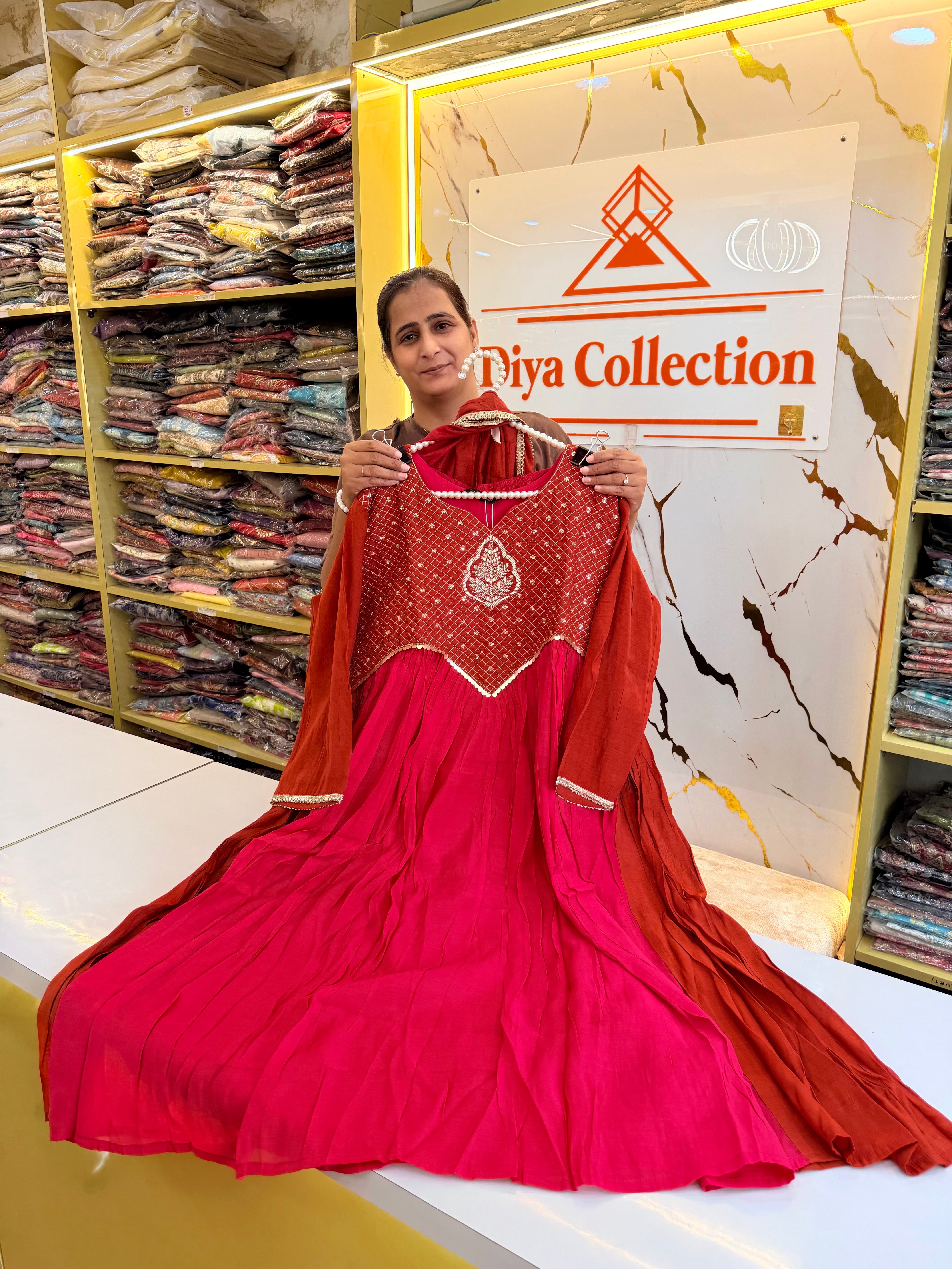 Rajkumari Pink Embroidered Anarkali