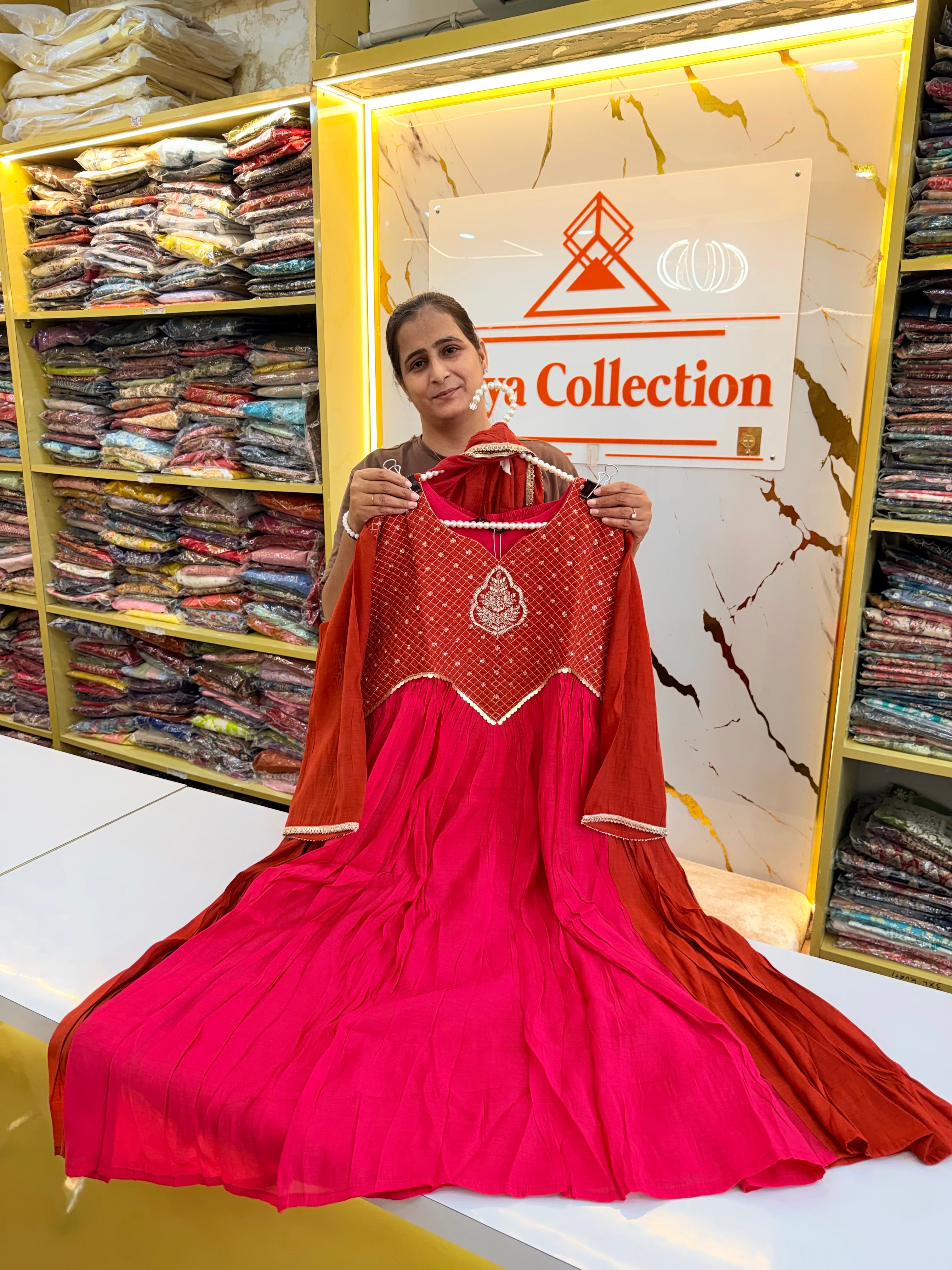 Rajkumari Pink Embroidered Anarkali