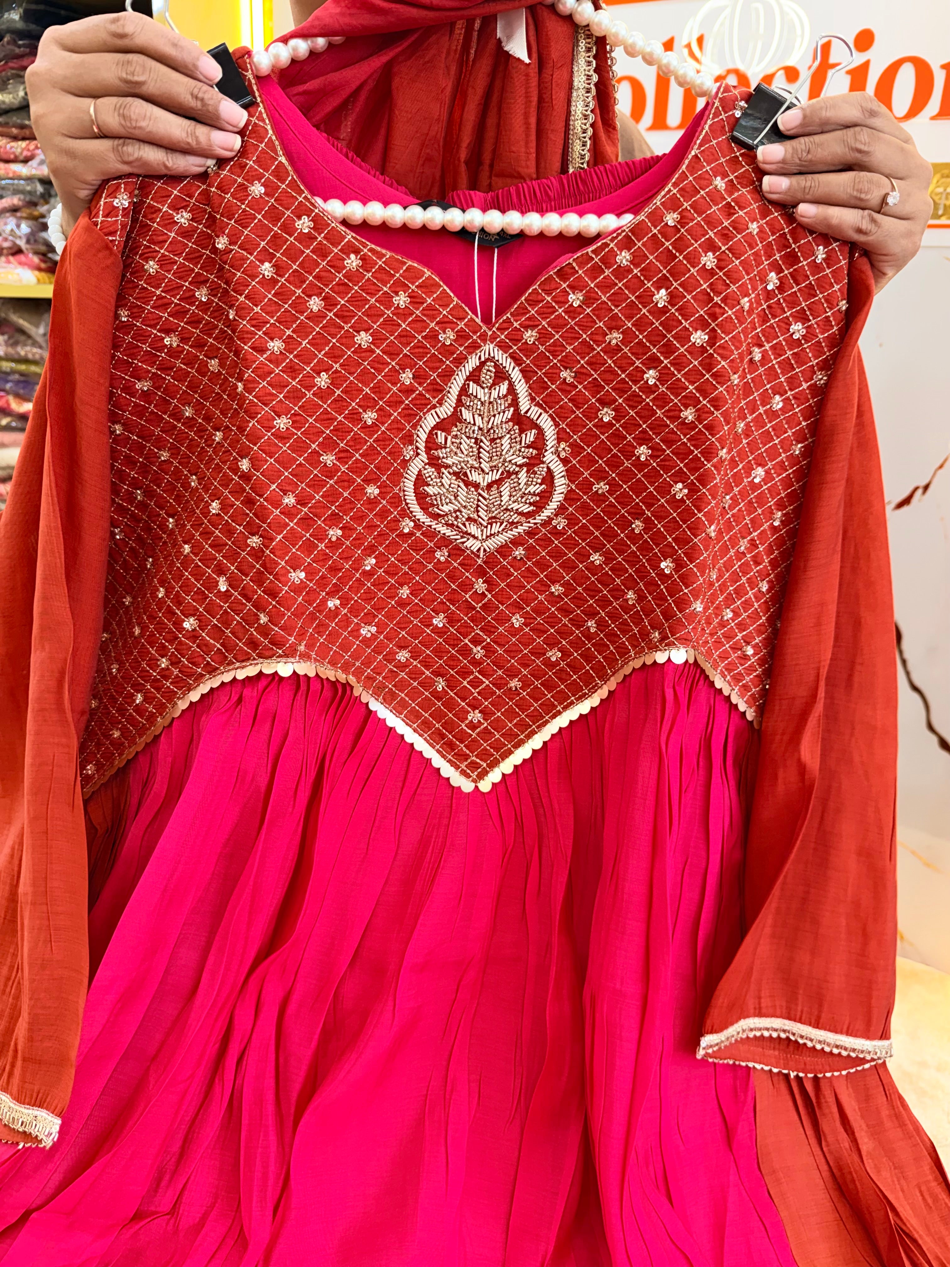 Rajkumari Pink Embroidered Anarkali