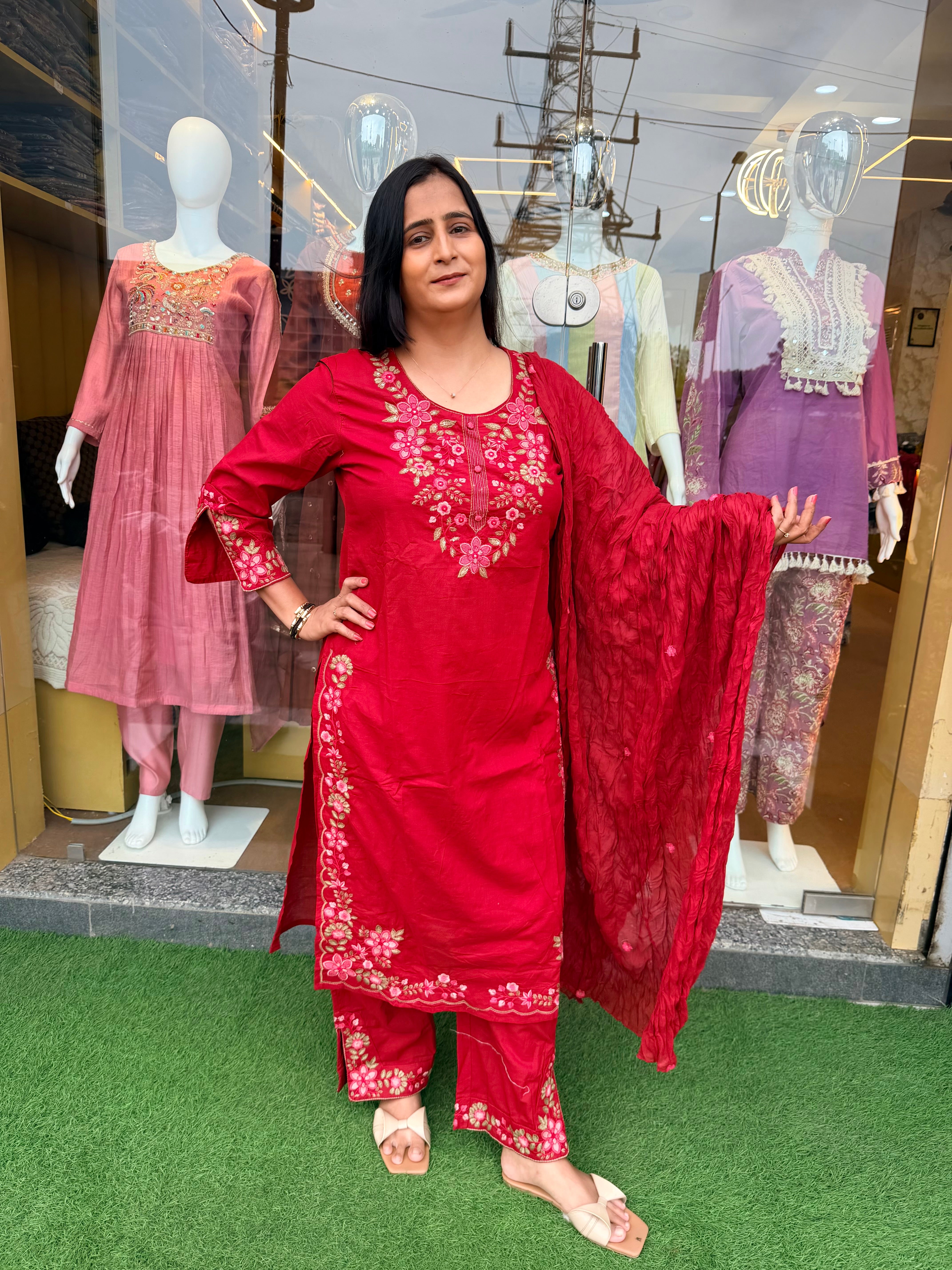 Aafreen Jaipuri Cotton Floral Suit Set