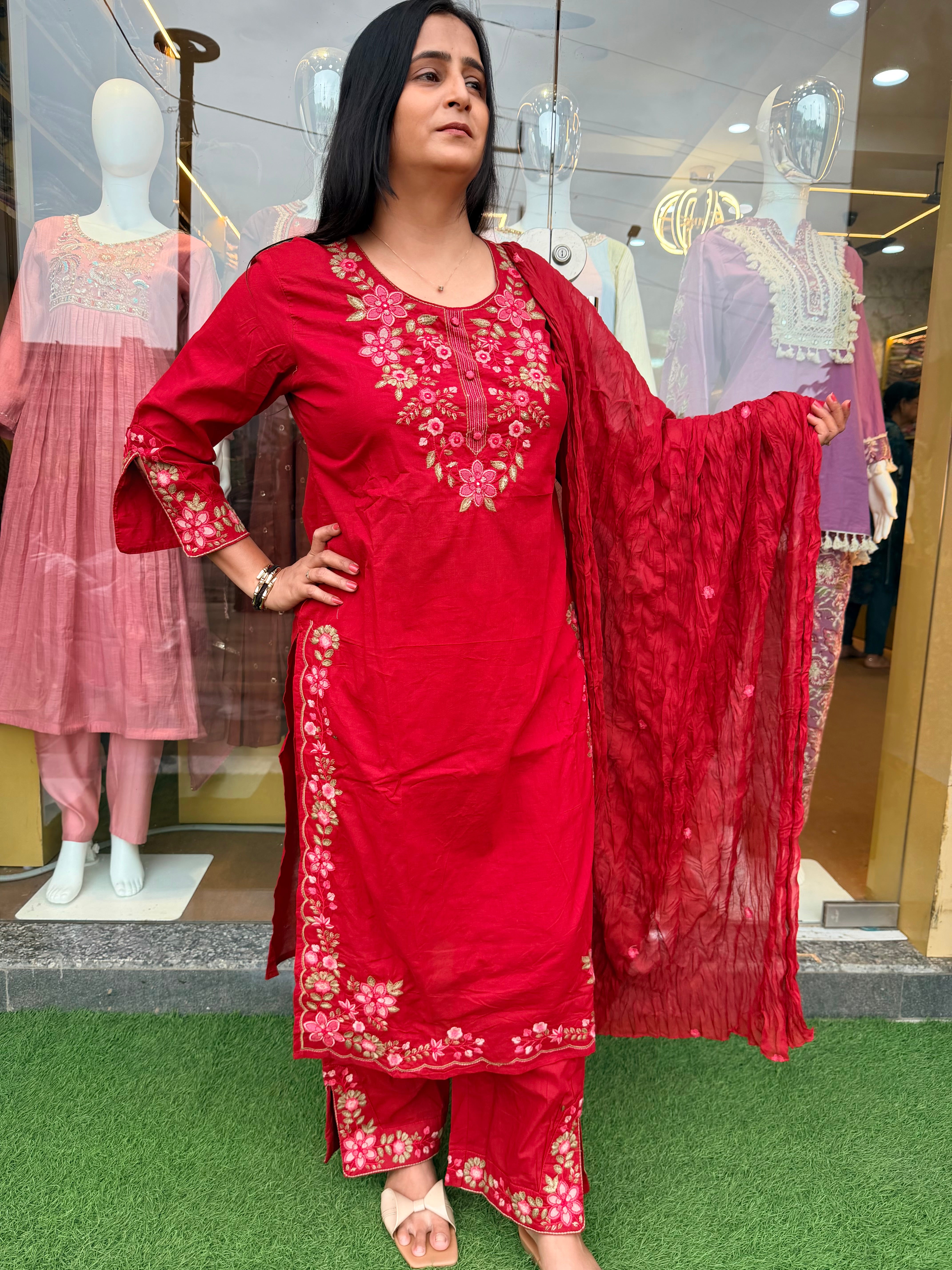 Aafreen Jaipuri Cotton Floral Suit Set