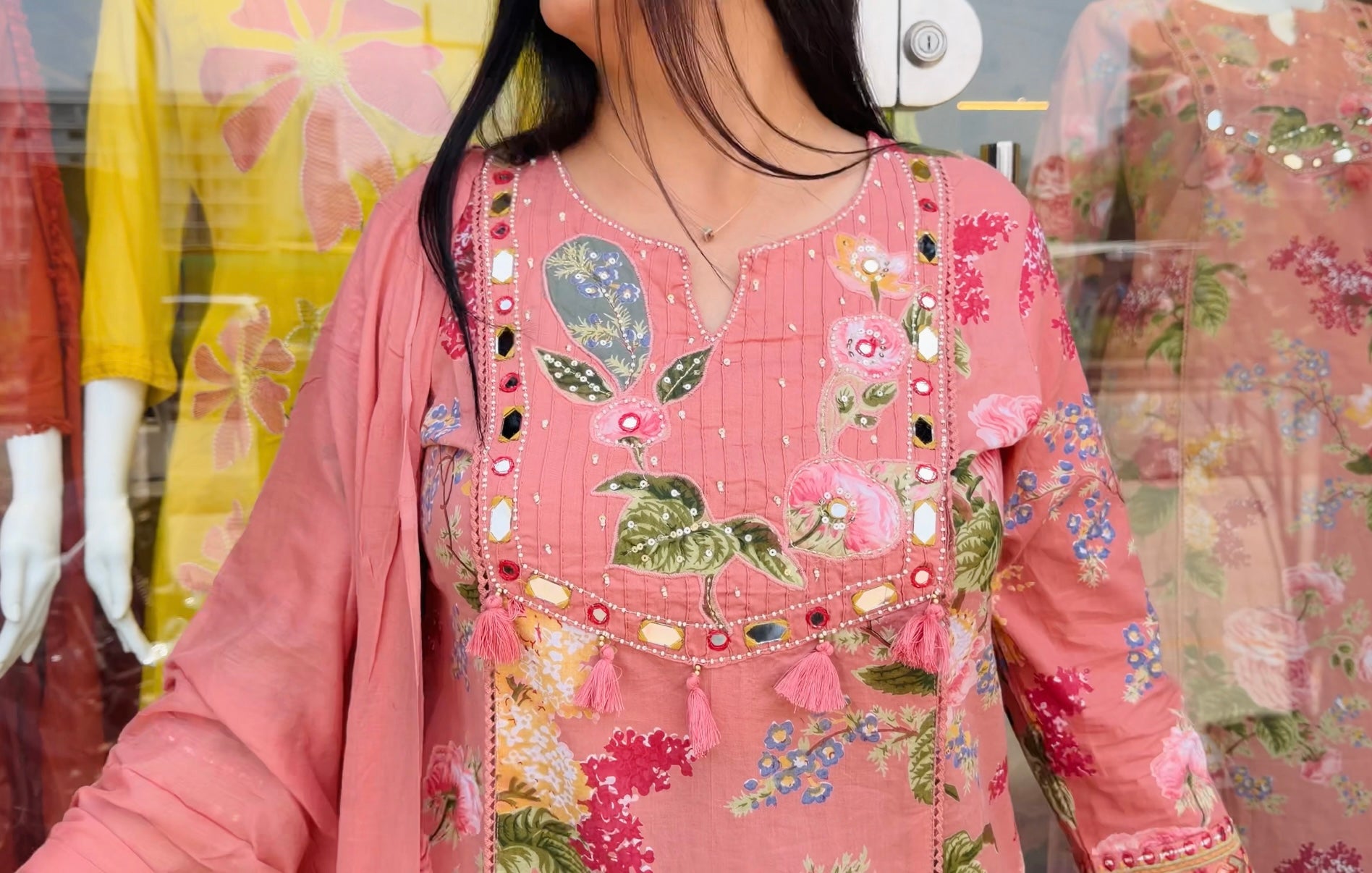 Blush Bloom Floral Embroidered Kurta Set with Dupatta