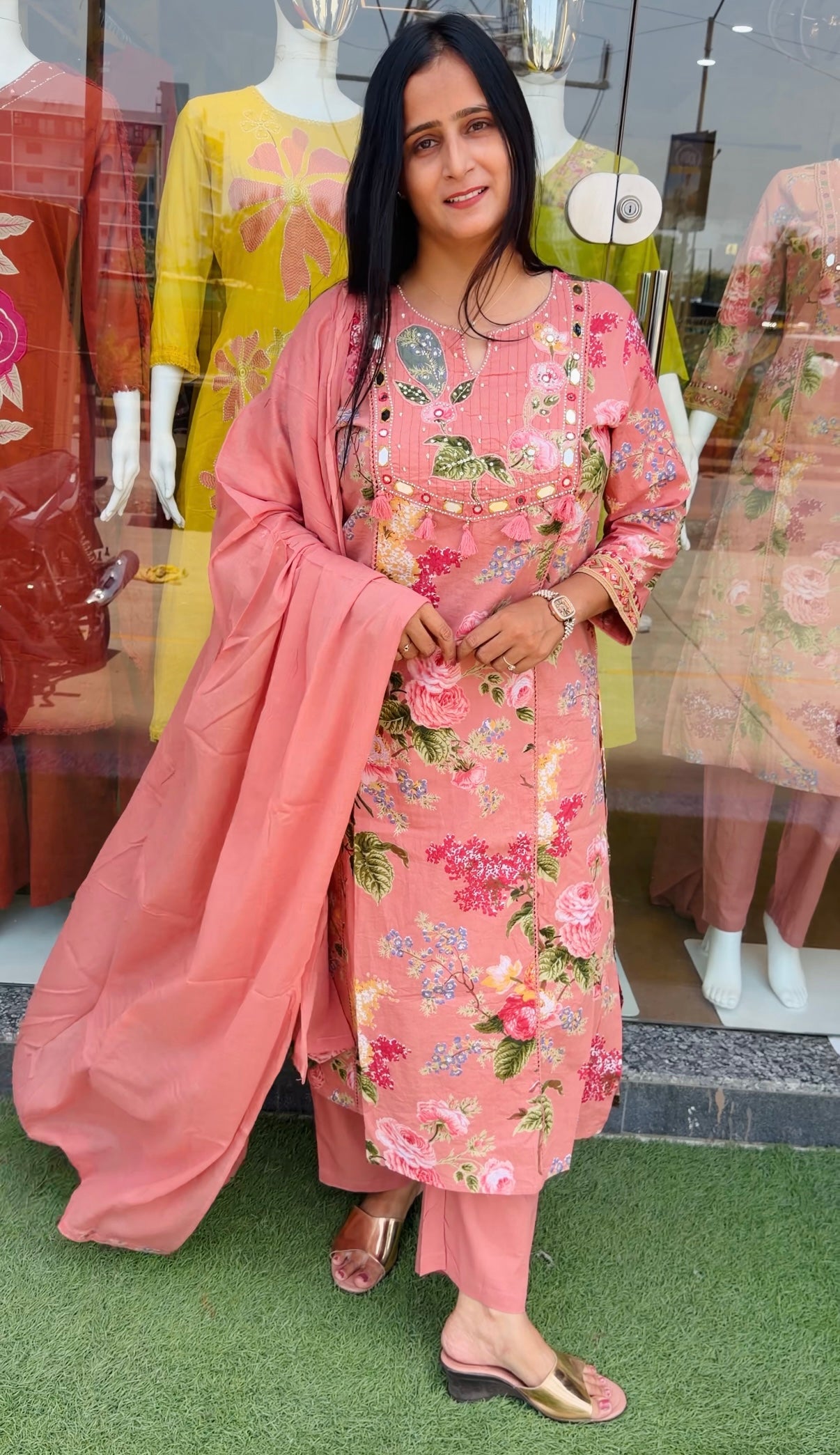Blush Bloom Floral Embroidered Kurta Set with Dupatta