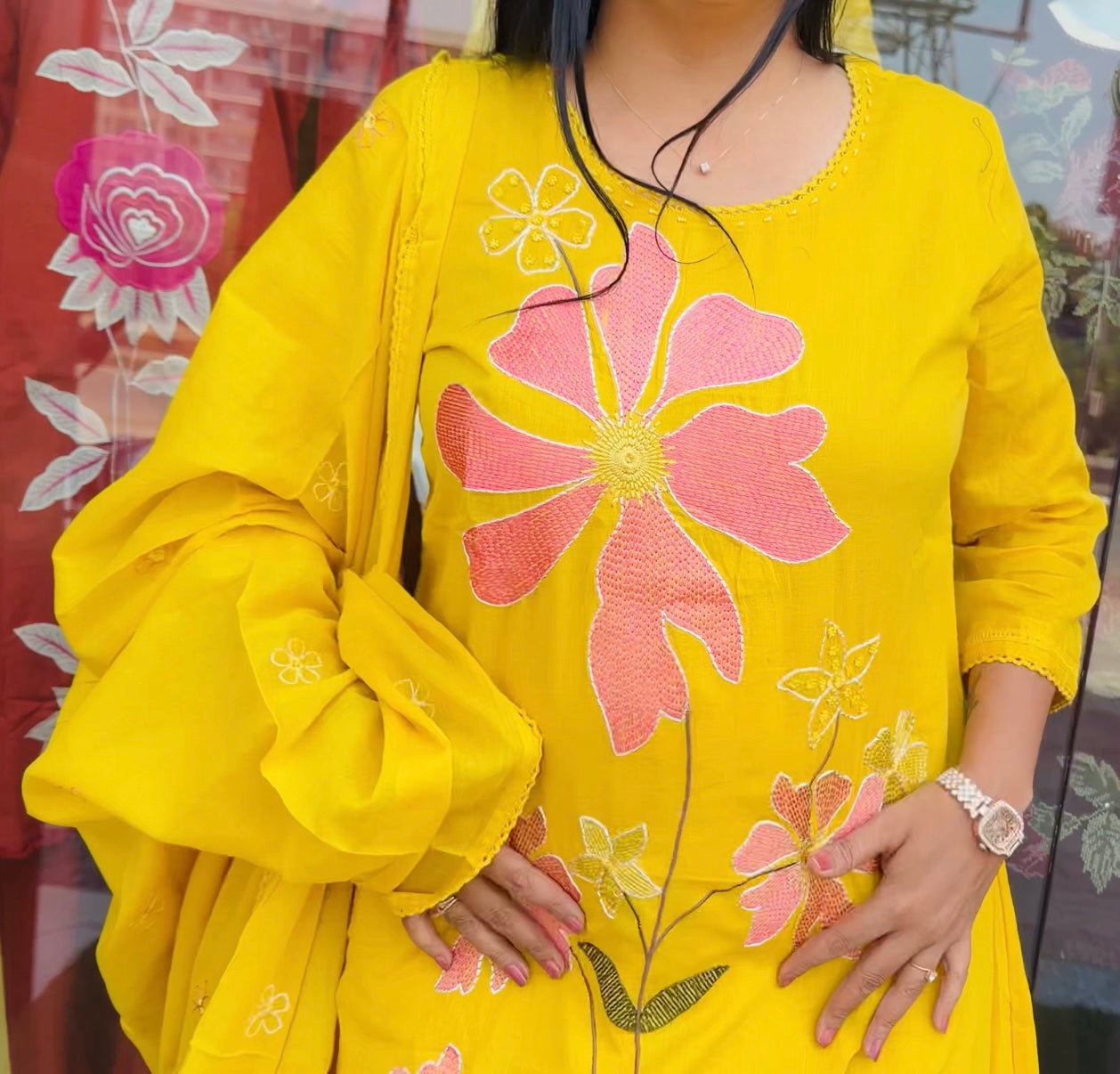 Mul Cotton Heavy Embroidery Kurta Set with Dupatta