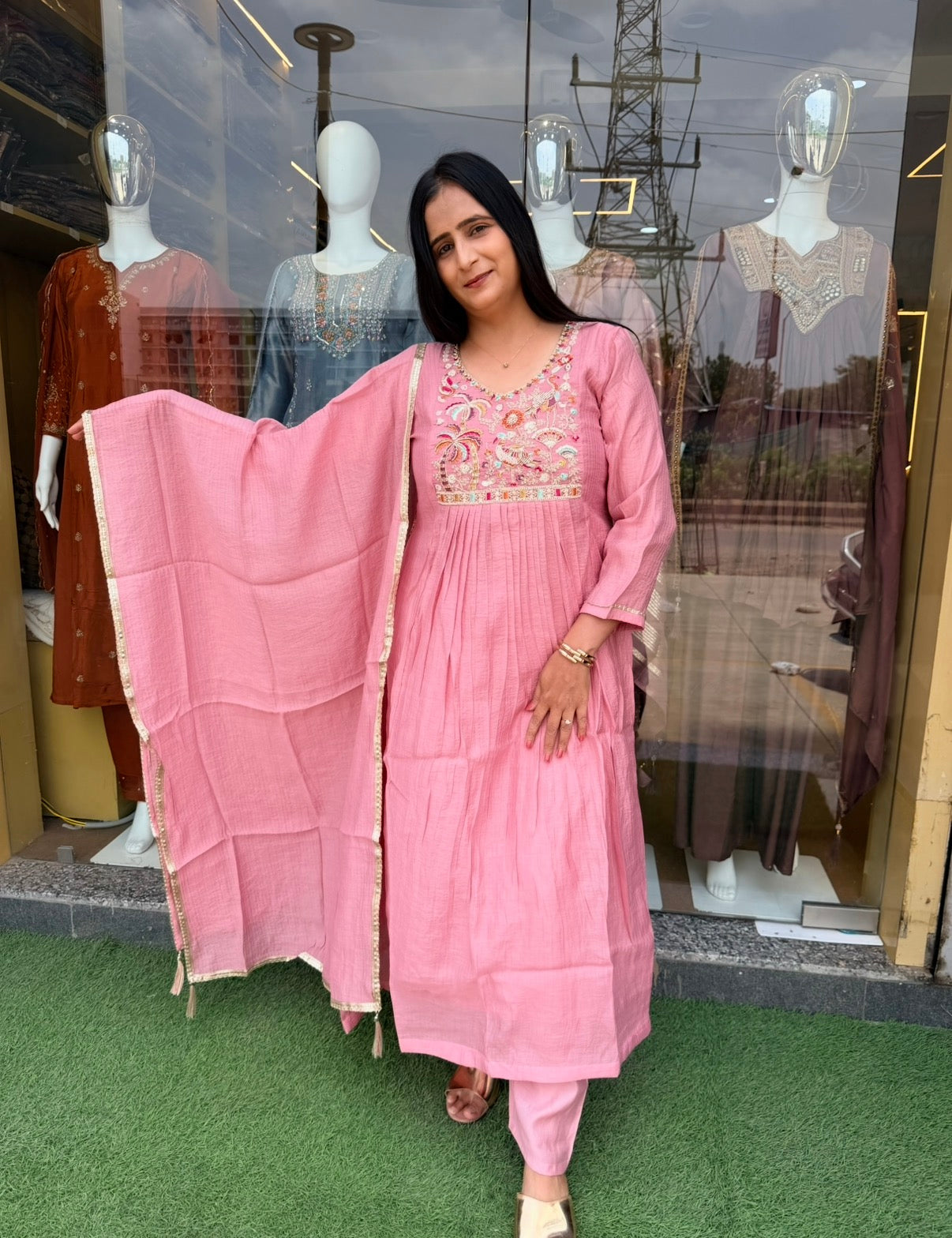 Rose Petal Embroidered Kurta Set