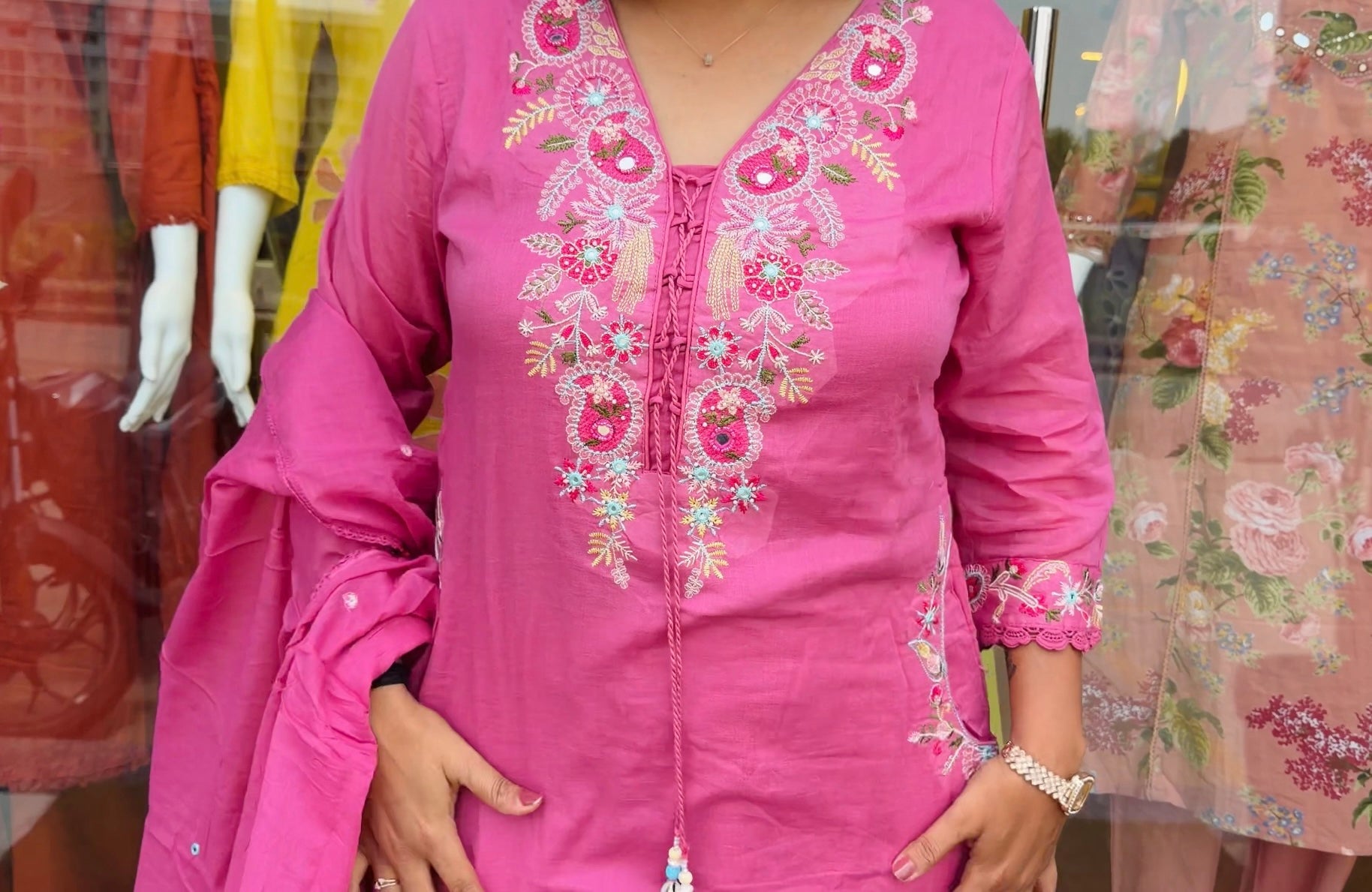 Royal Blossom Embroidered 3-Piece Suit Set