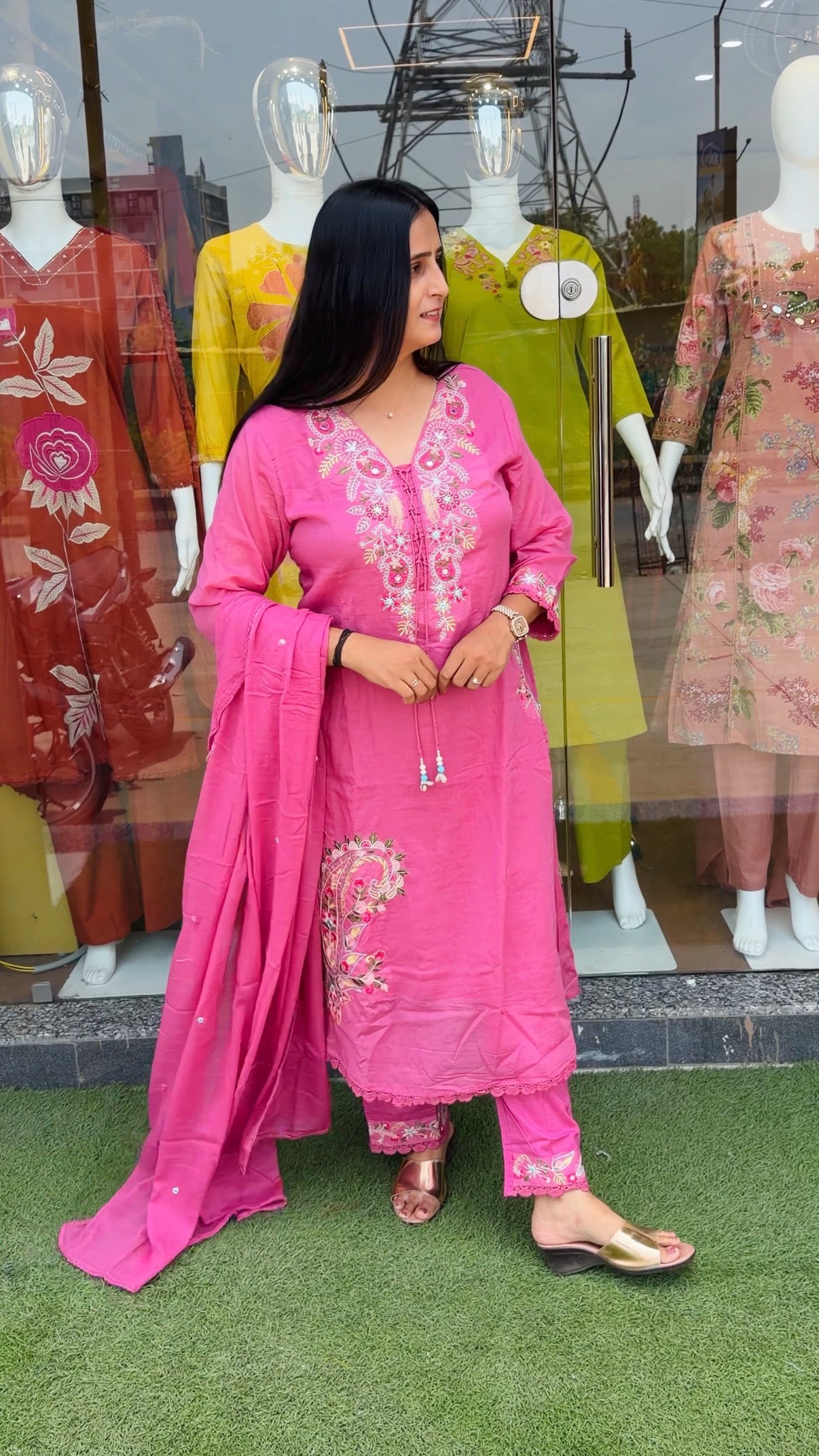 Royal Blossom Embroidered 3-Piece Suit Set
