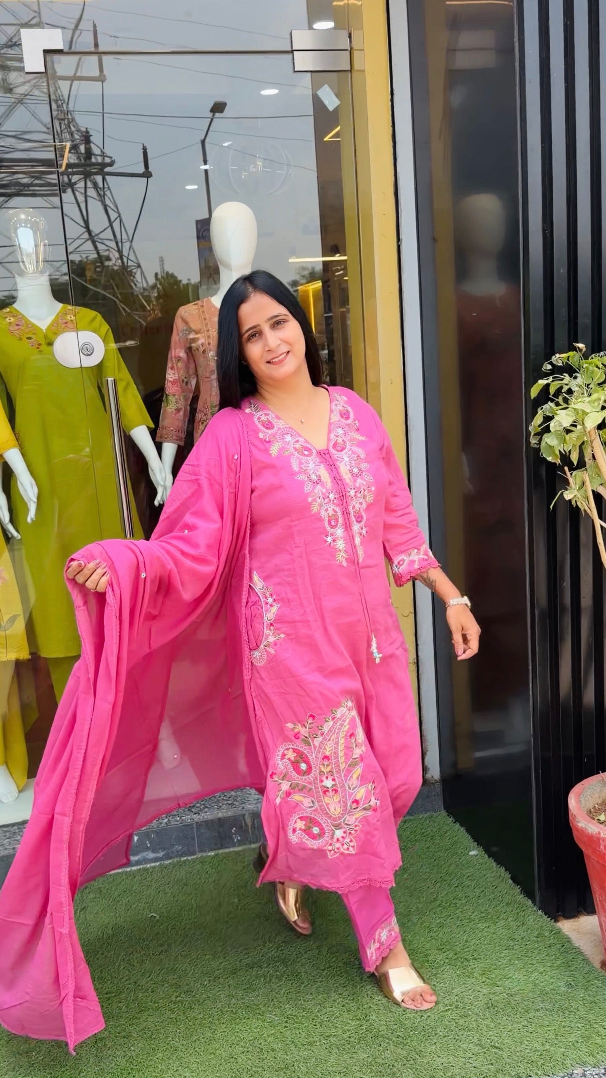Royal Blossom Embroidered 3-Piece Suit Set