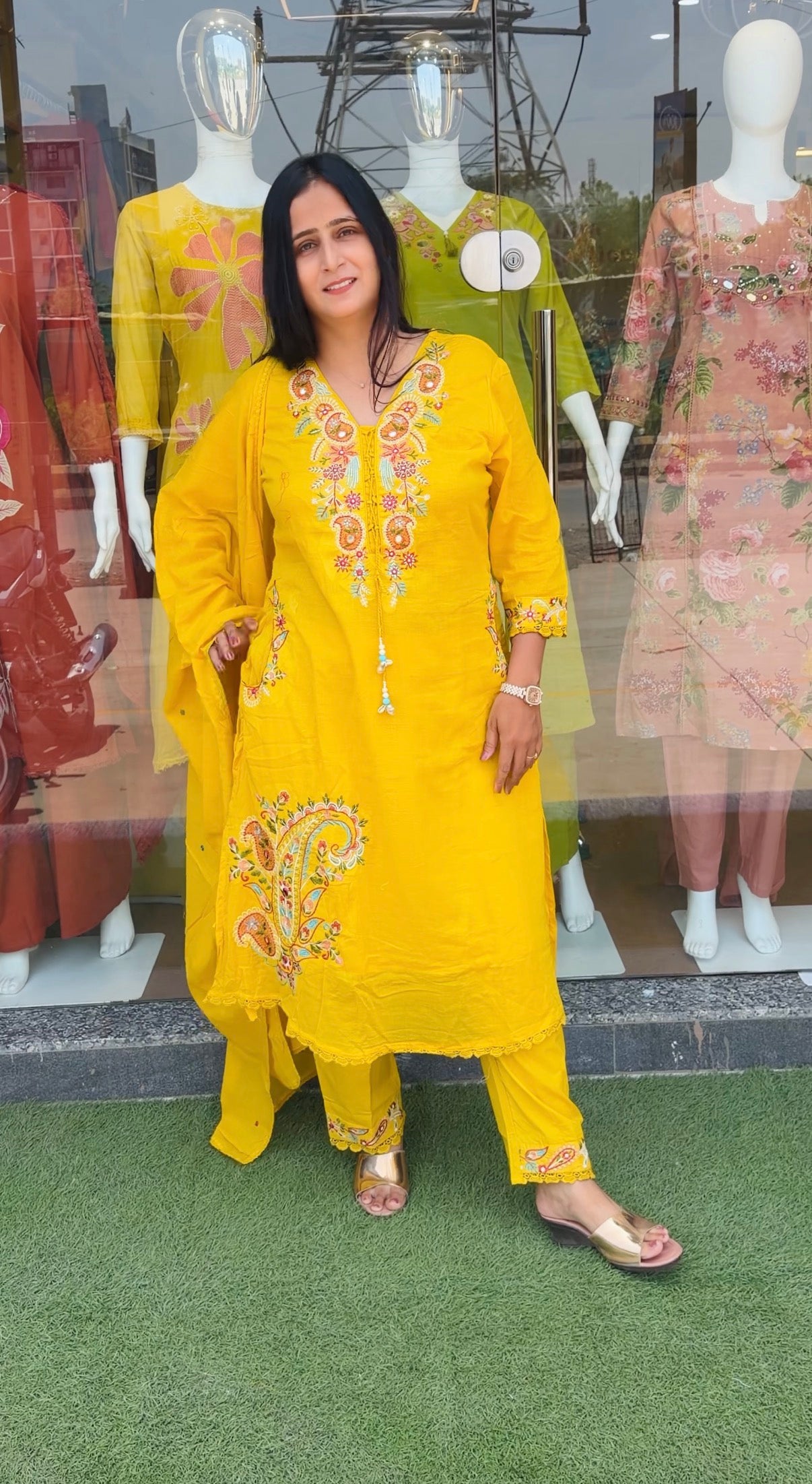 Royal Blossom Embroidered 3-Piece Suit Set