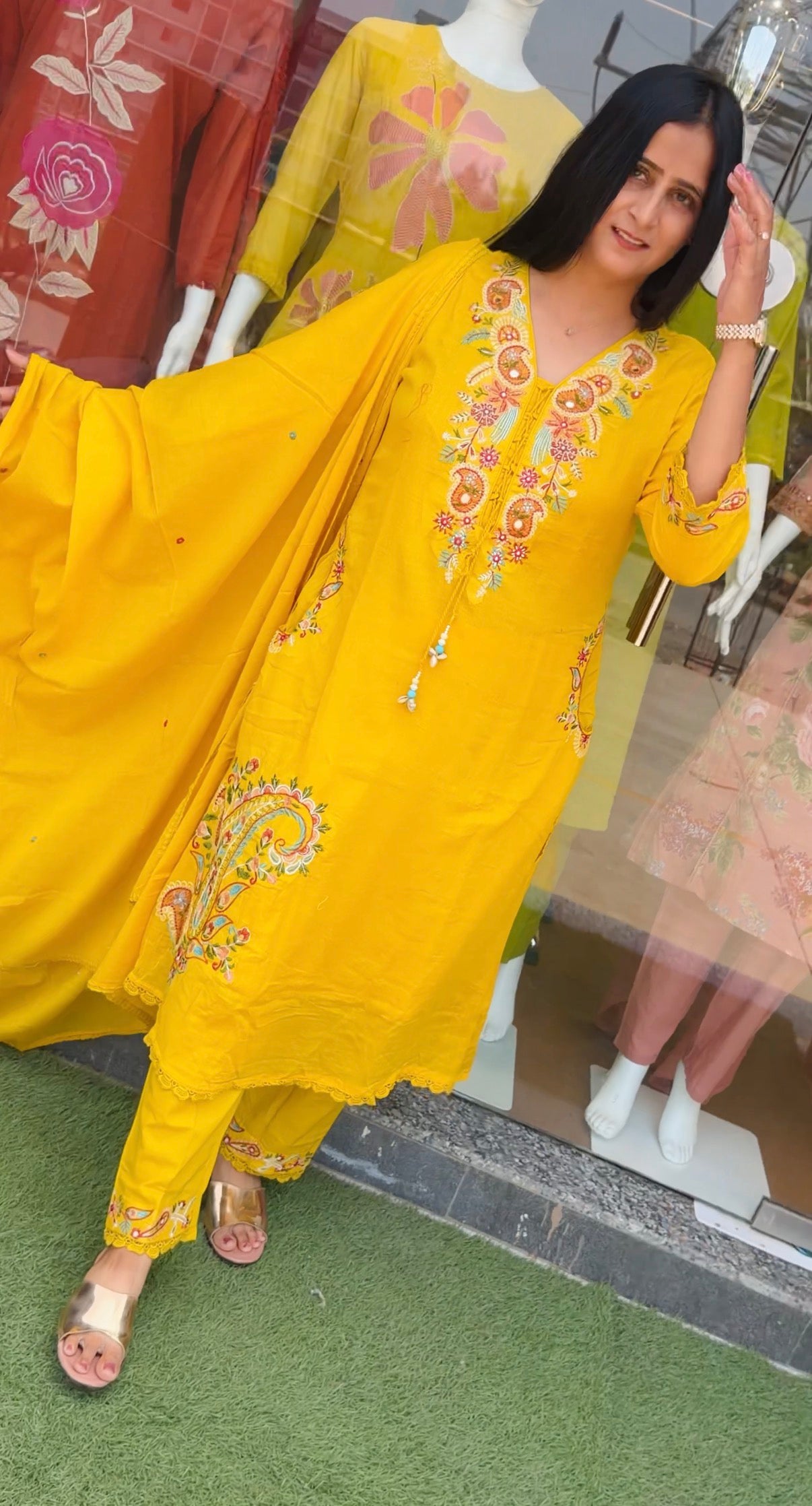 Royal Blossom Embroidered 3-Piece Suit Set