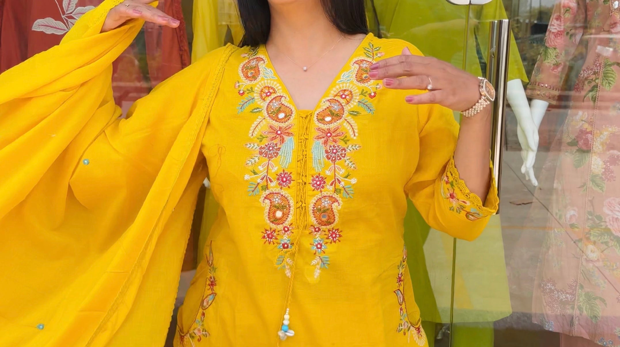 Royal Blossom Embroidered 3-Piece Suit Set
