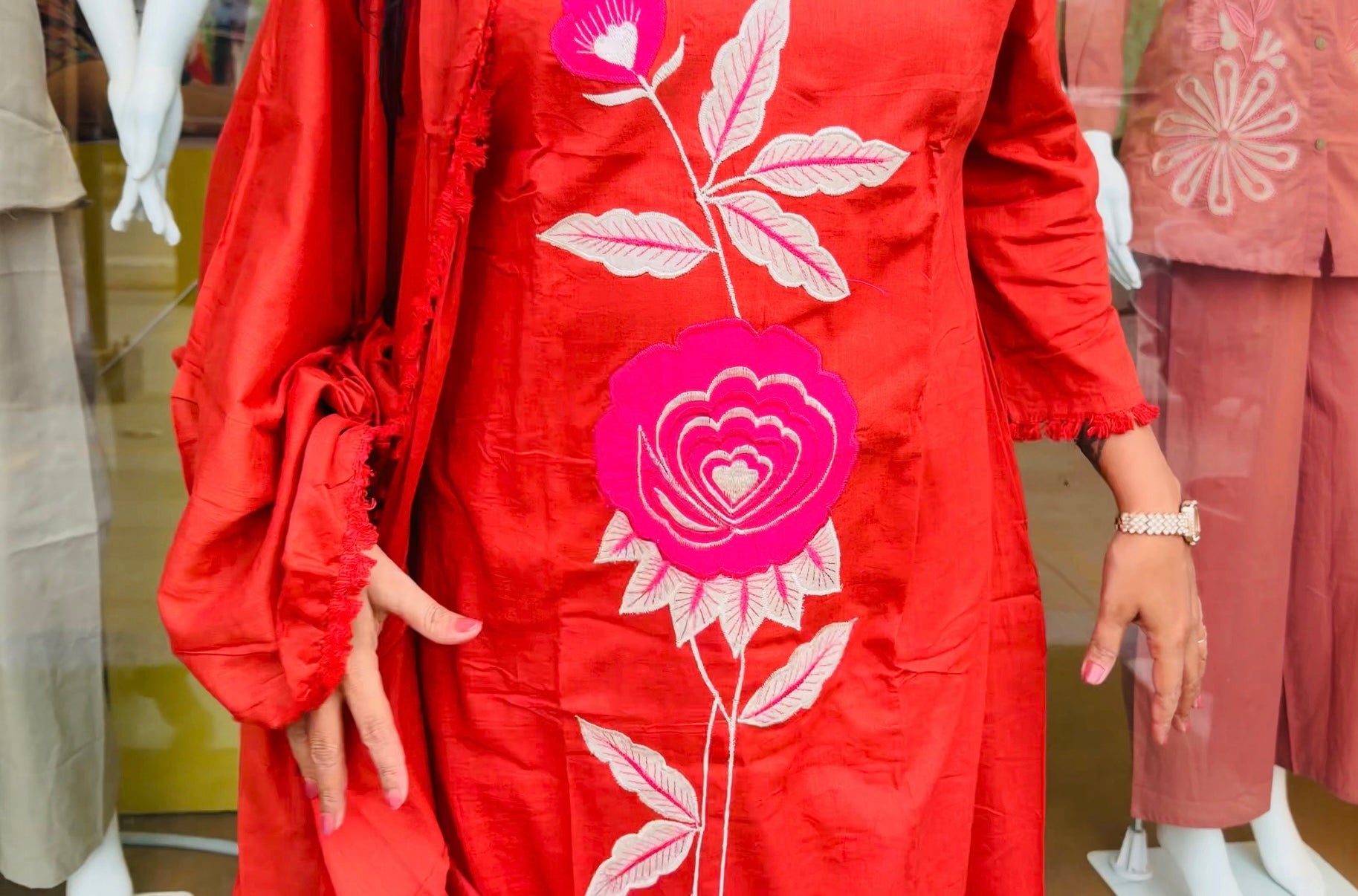 Rust Bloom Floral Embroidered Suit Set