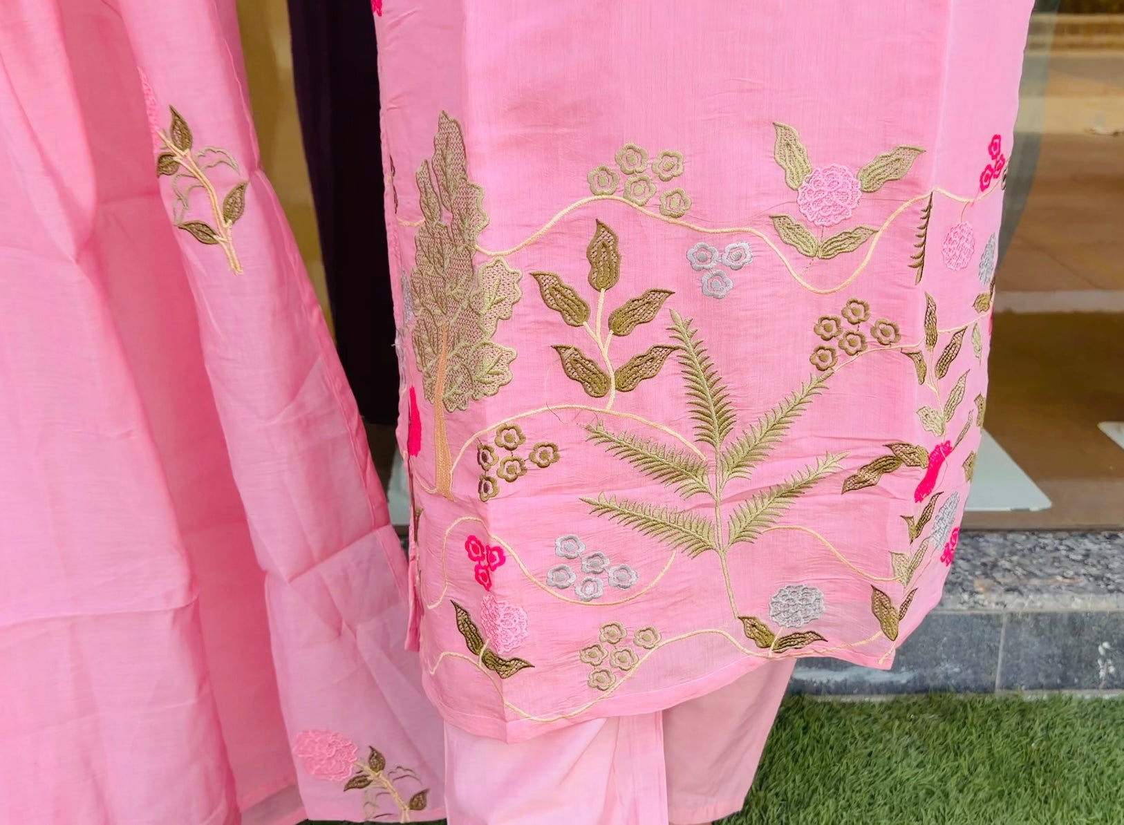 Blush Garden Floral Embroidered 3-Piece Suit Set