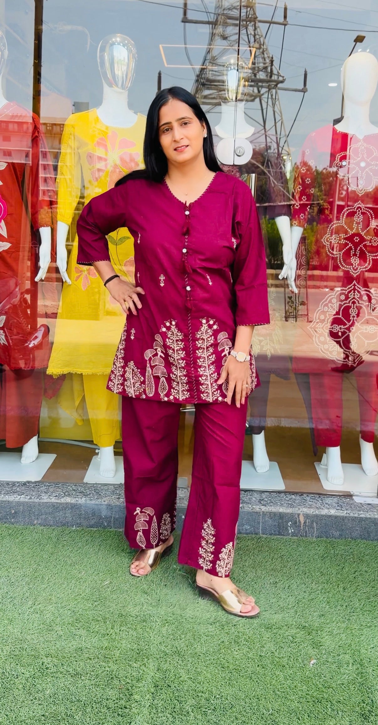 Berry Bloom Embroidered Co-Ord Set