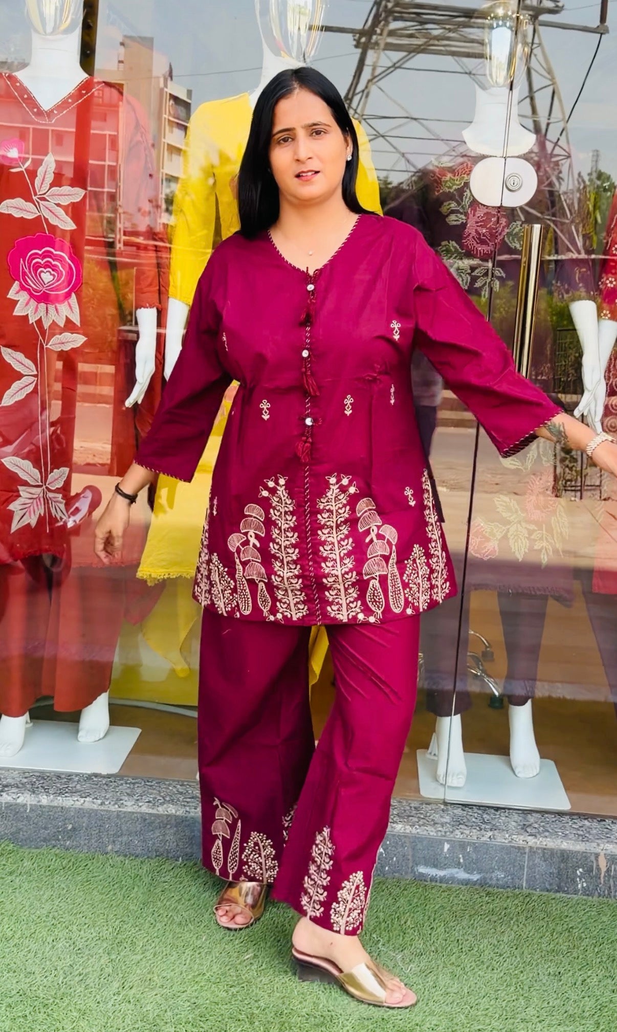 Berry Bloom Embroidered Co-Ord Set