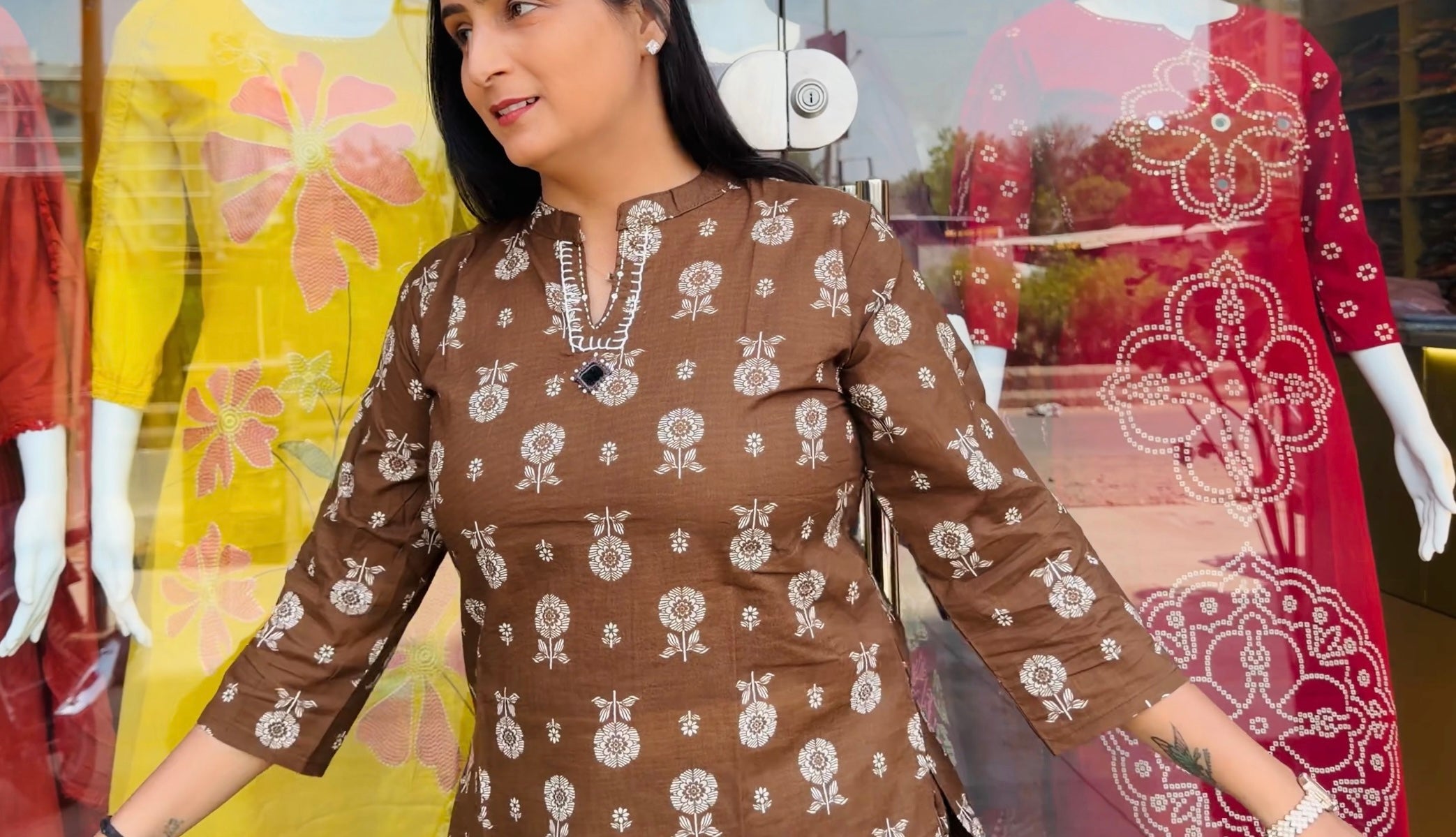 Beautiful Brown Floral Printed Co-Ord Set