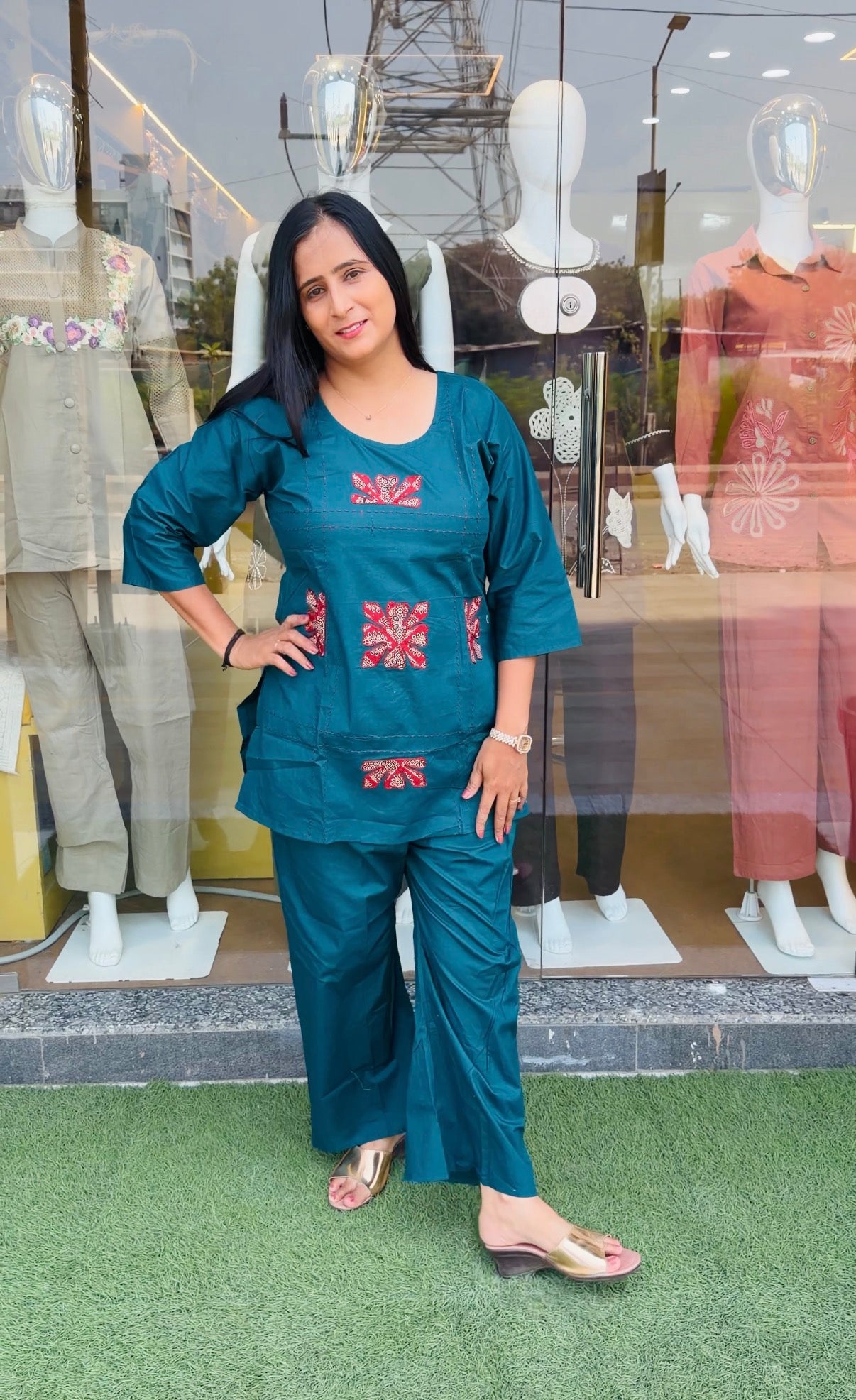 Applique Printed Embellished Co-Ord Set