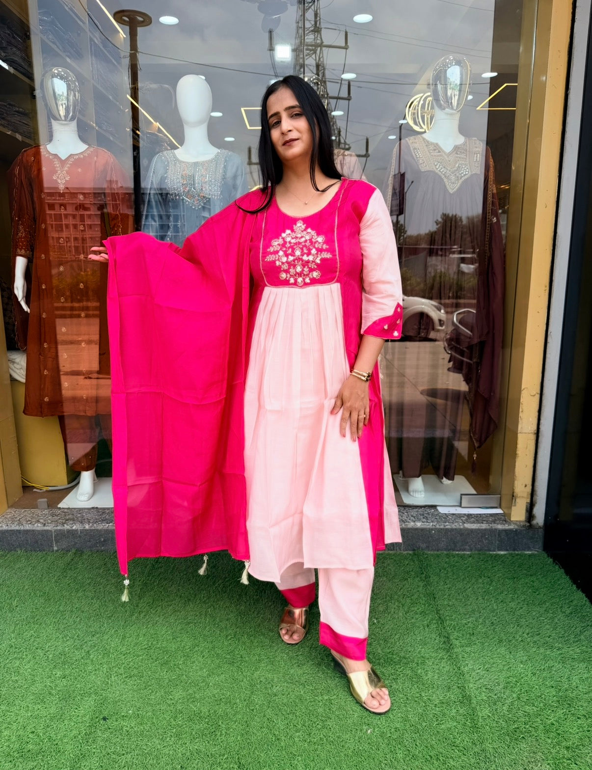 Pastel Bloom Anarkali Suit Set