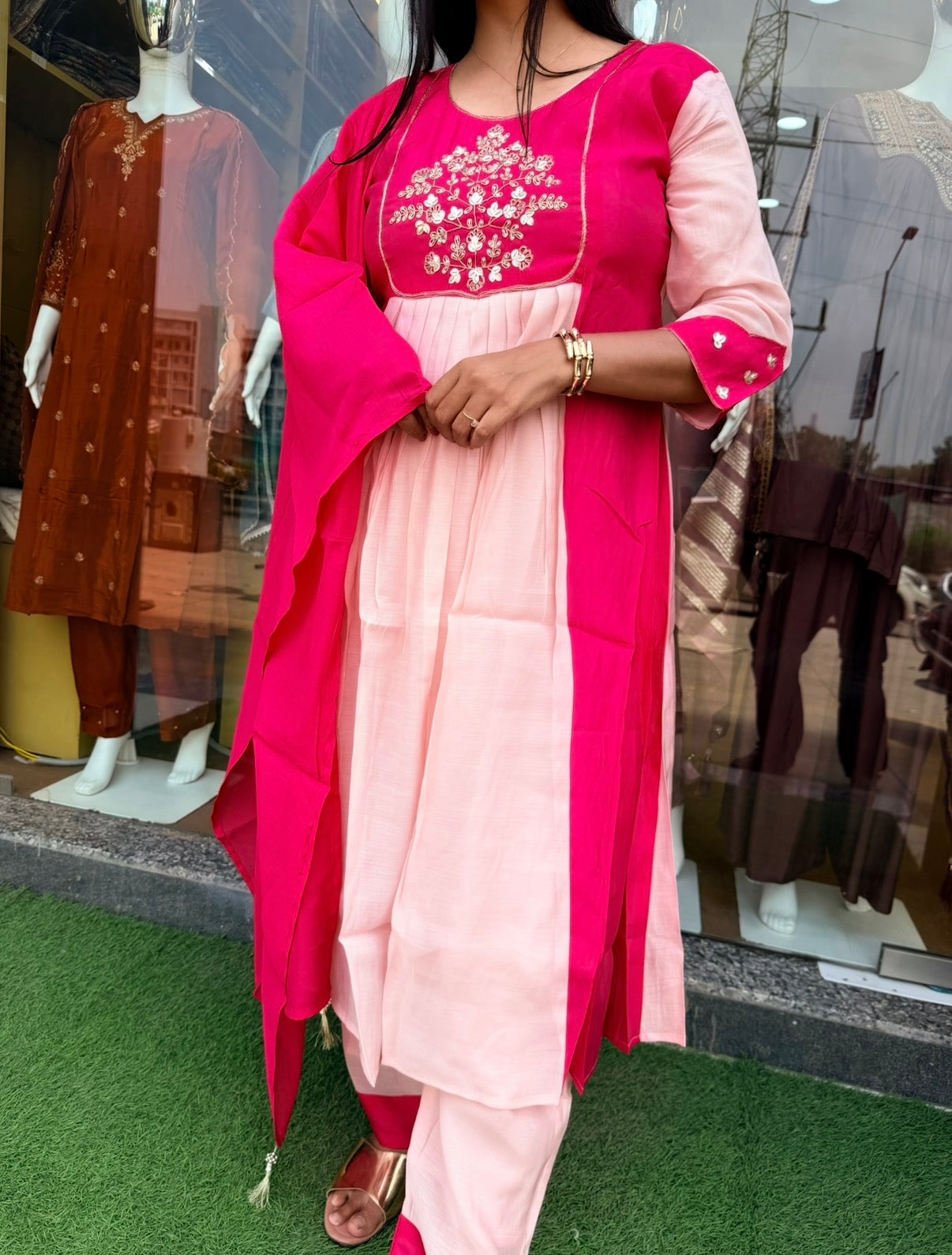 Pastel Bloom Anarkali Suit Set