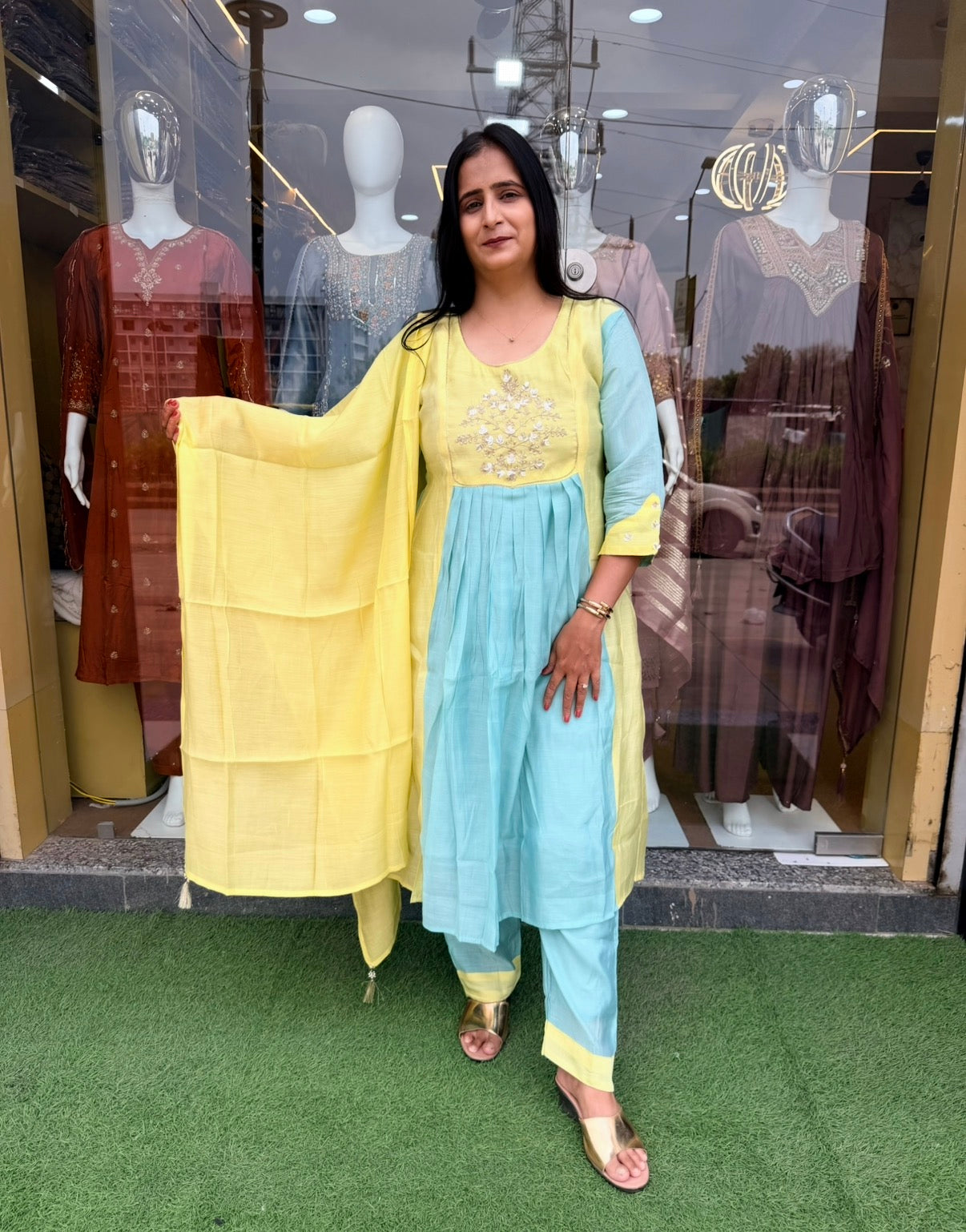 Pastel Bloom Anarkali Suit Set