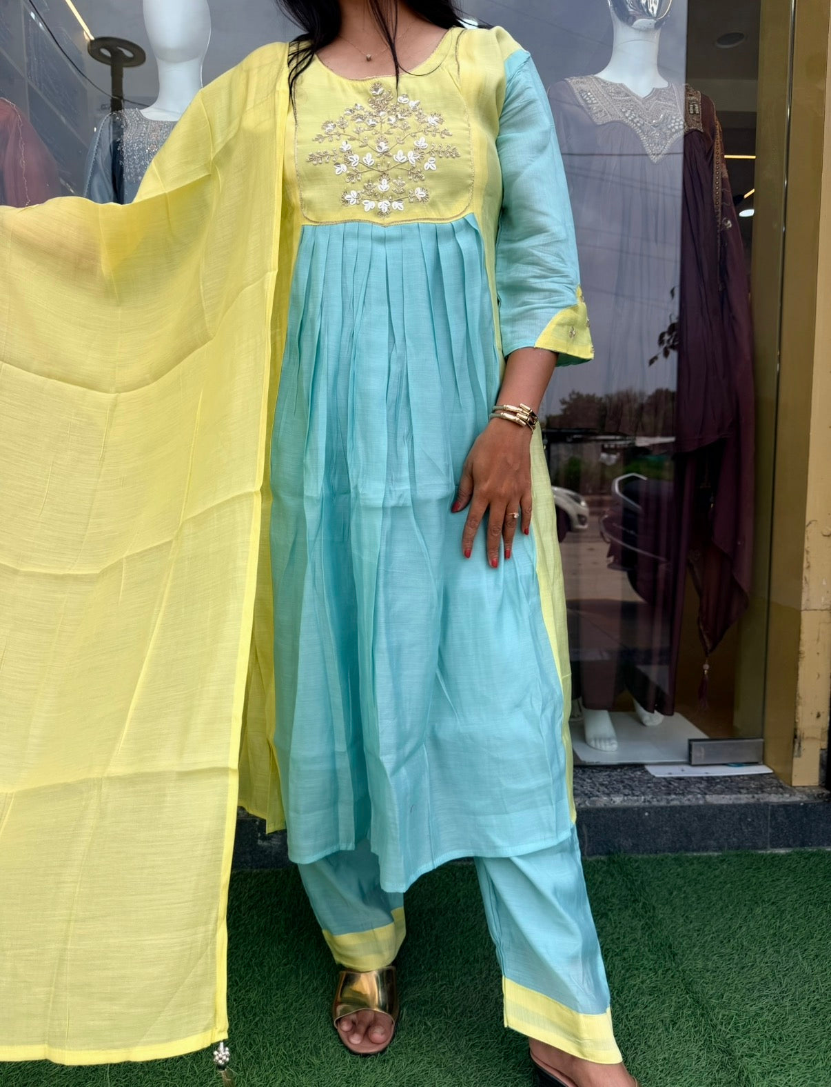 Pastel Bloom Anarkali Suit Set