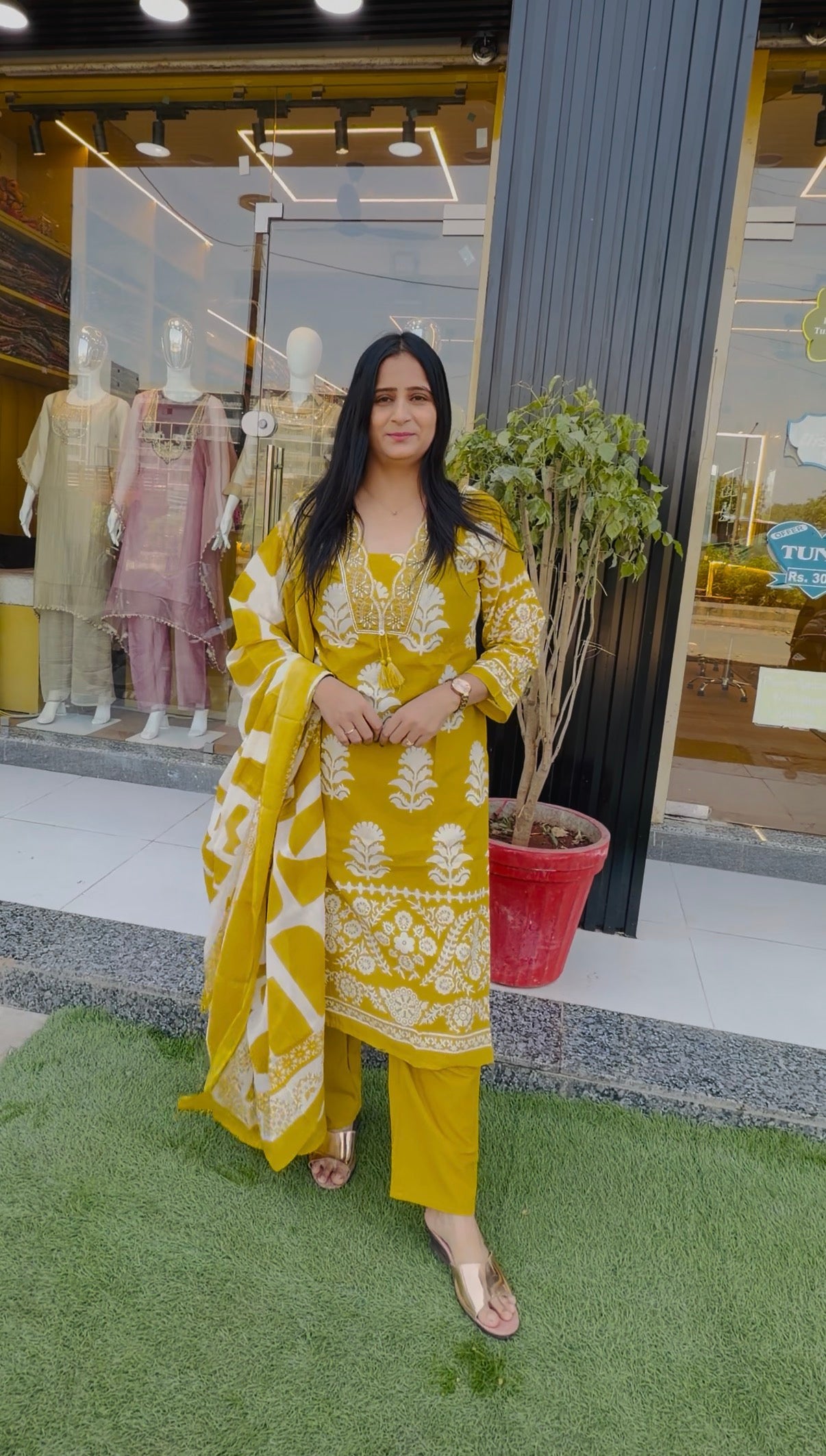 Mustard Bloom Printed Suit Set
