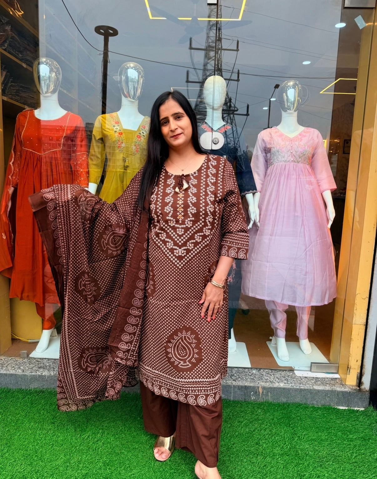 Bandhej Motif 3-Piece Suit Set
