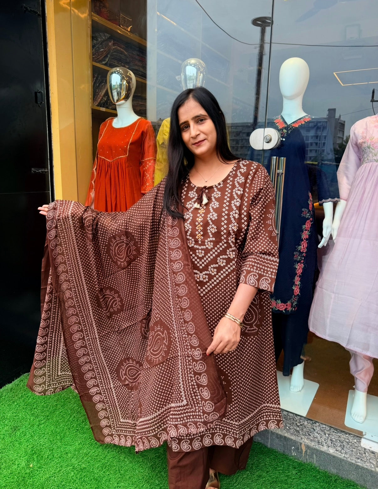Bandhej Motif 3-Piece Suit Set