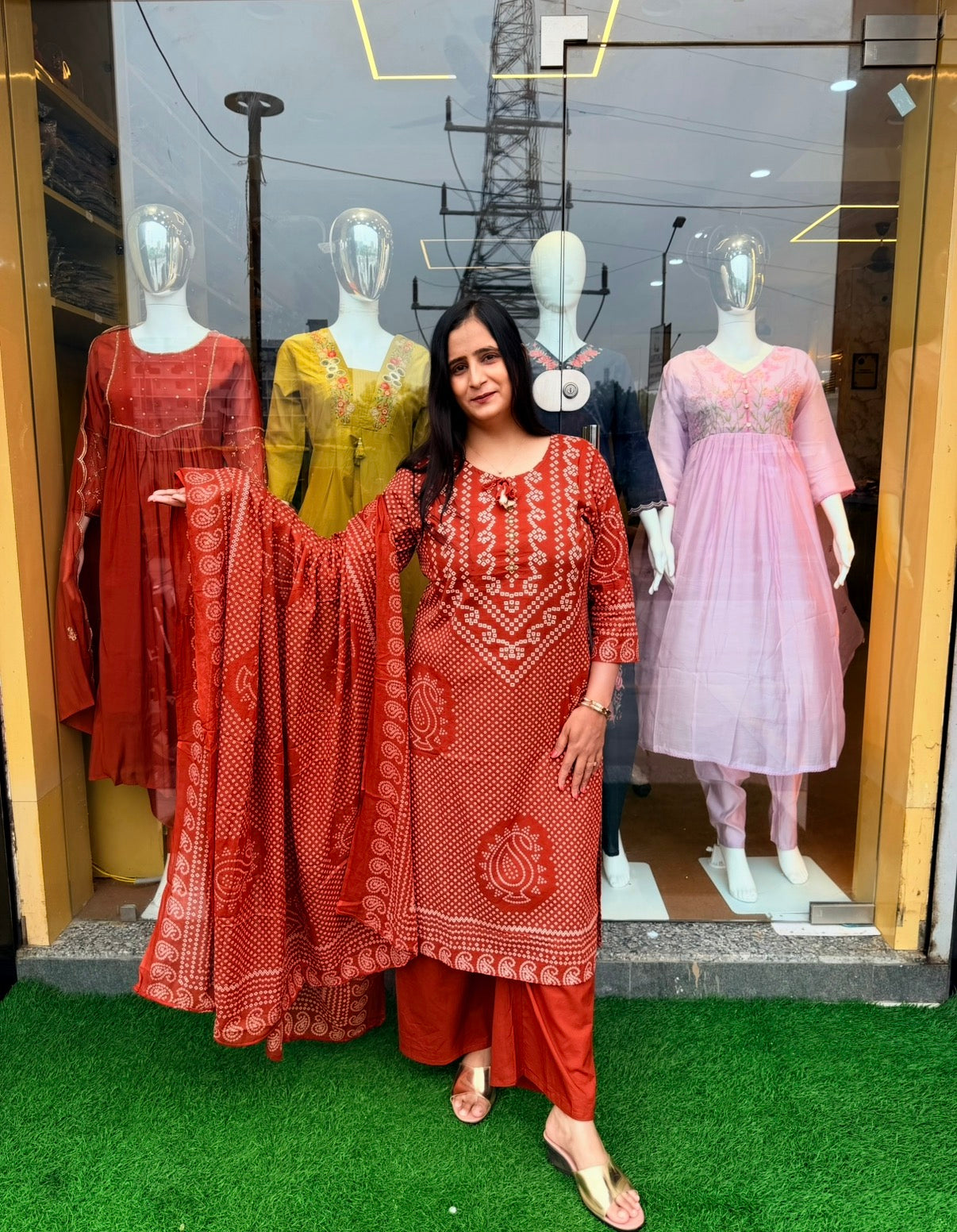 Bandhej Motif 3-Piece Suit Set