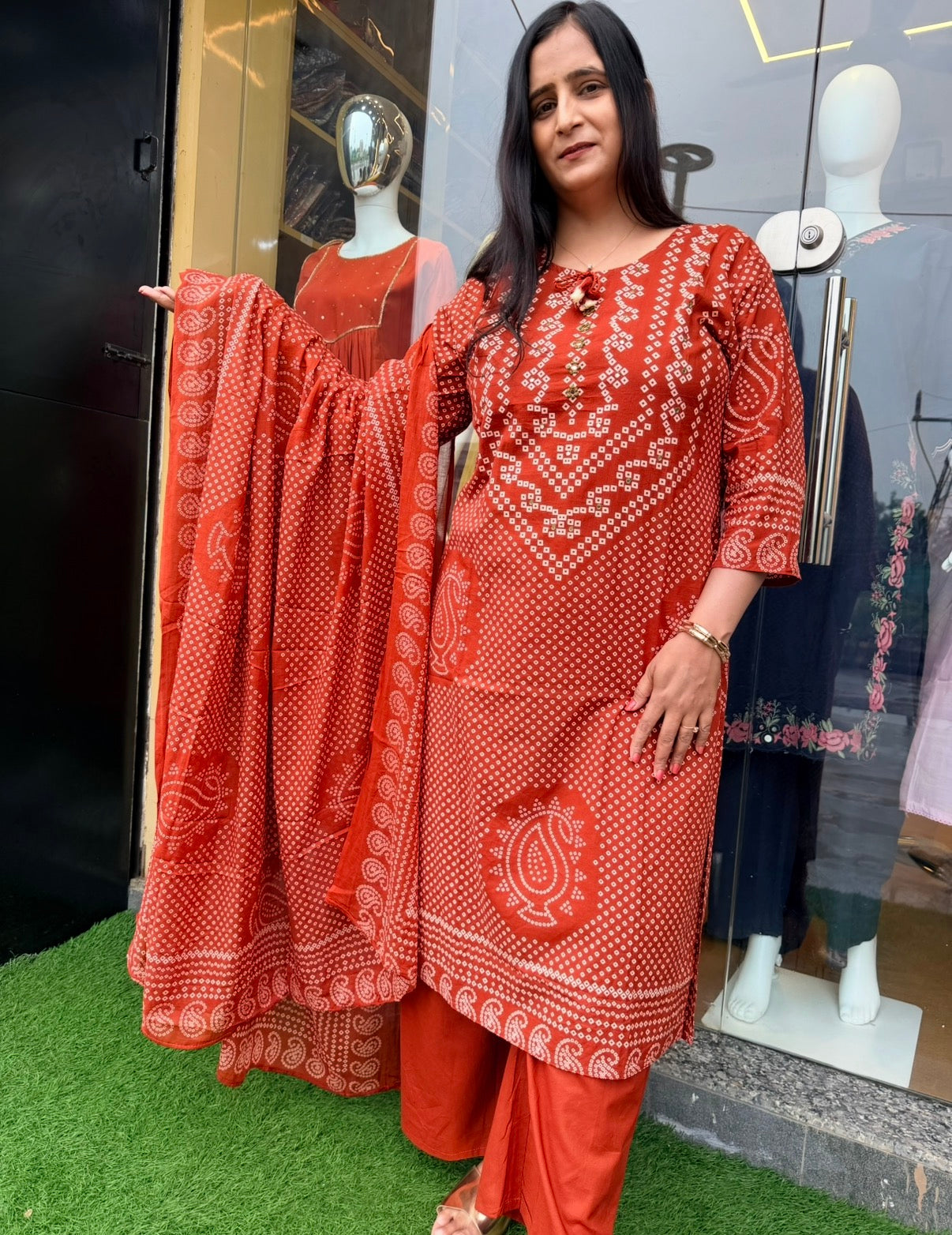 Bandhej Motif 3-Piece Suit Set