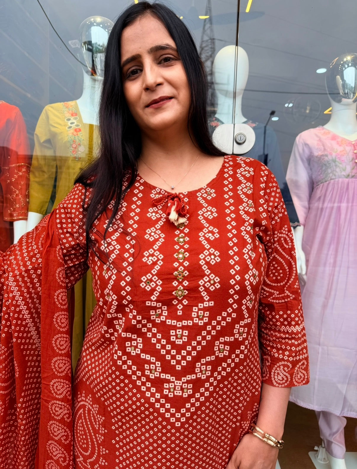 Bandhej Motif 3-Piece Suit Set
