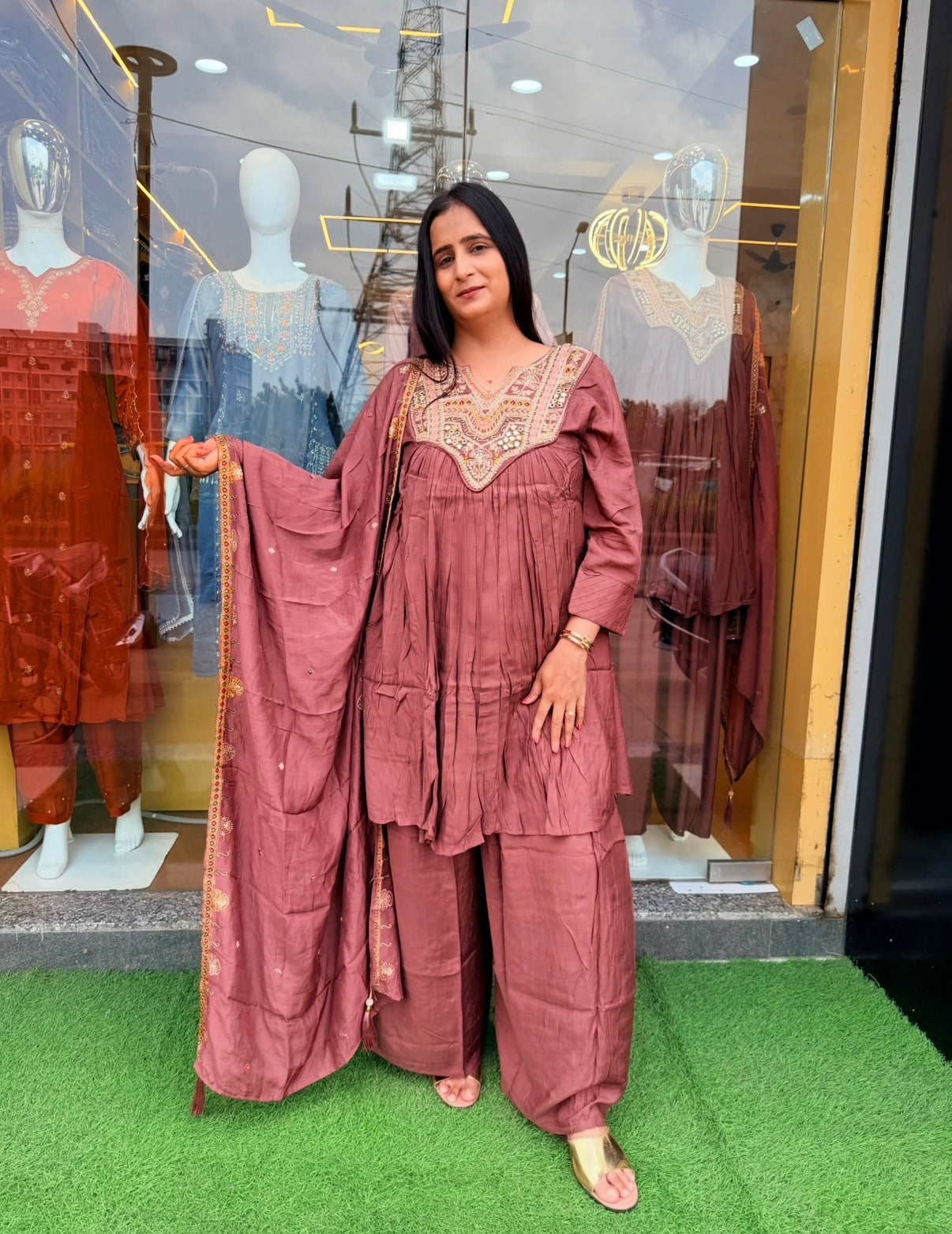 Gulbahar Chocolate Sharara Suit Set