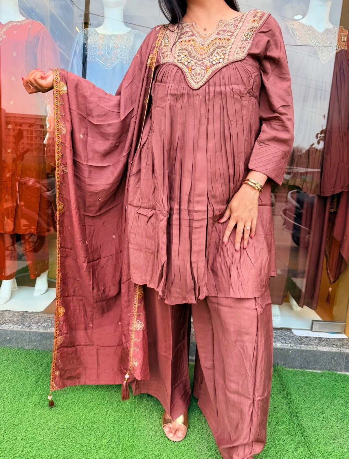 Gulbahar Chocolate Sharara Suit Set