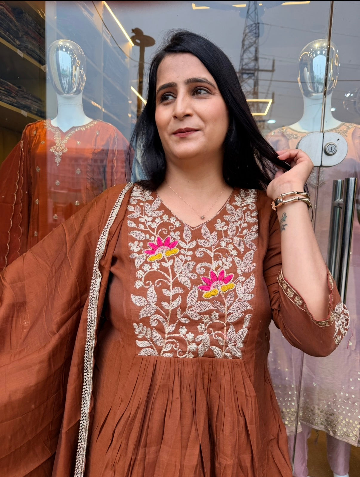 Rosé Bloom A-Line Kurta Set