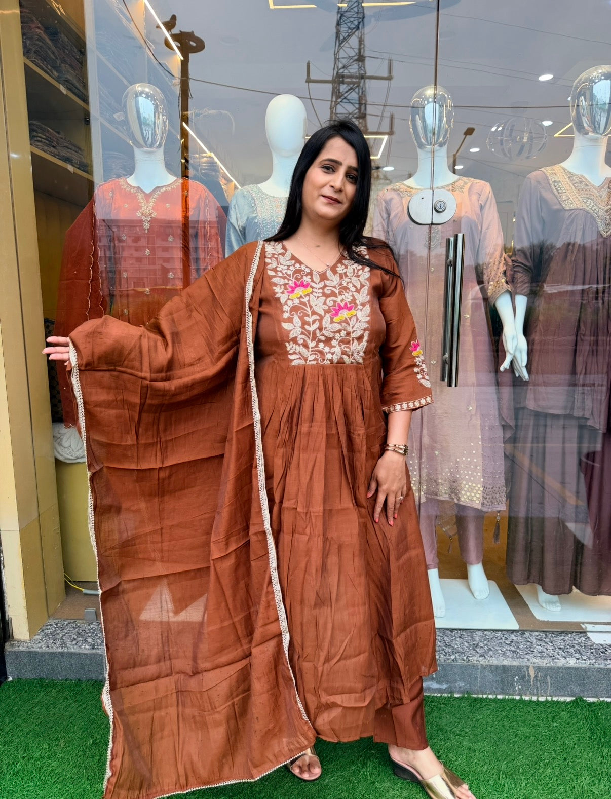 Rosé Bloom A-Line Kurta Set