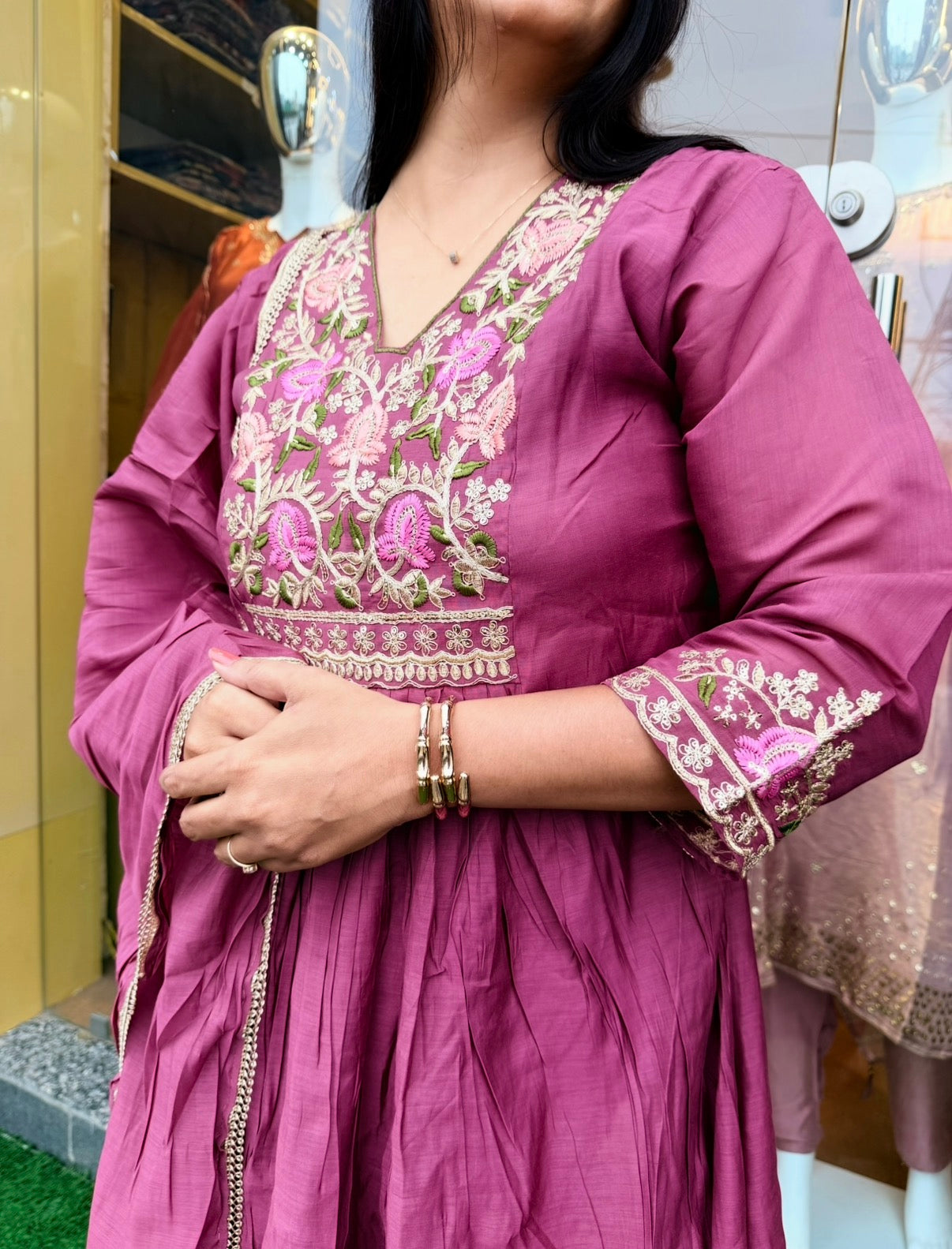 Rosé Bloom A-Line Kurta Set