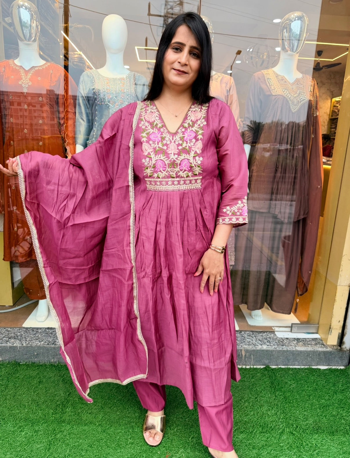 Rosé Bloom A-Line Kurta Set