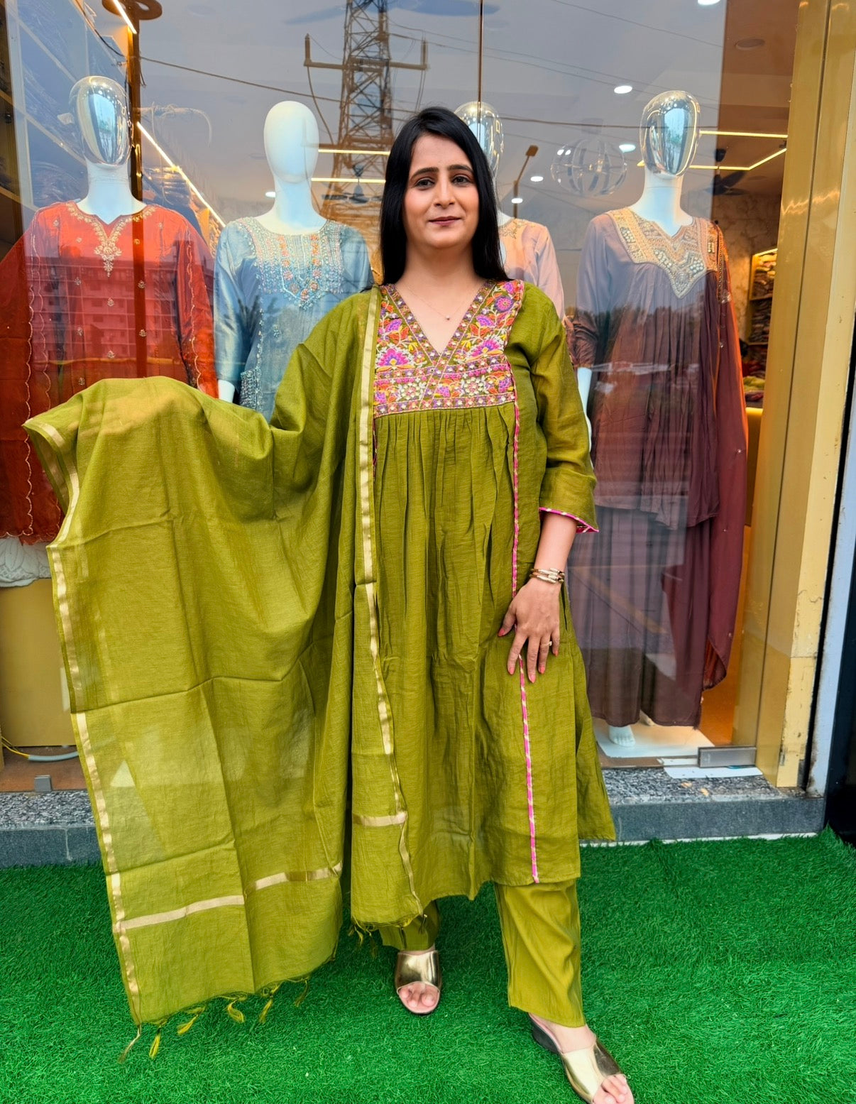 Noorani Embroidered A-Line Ensemble