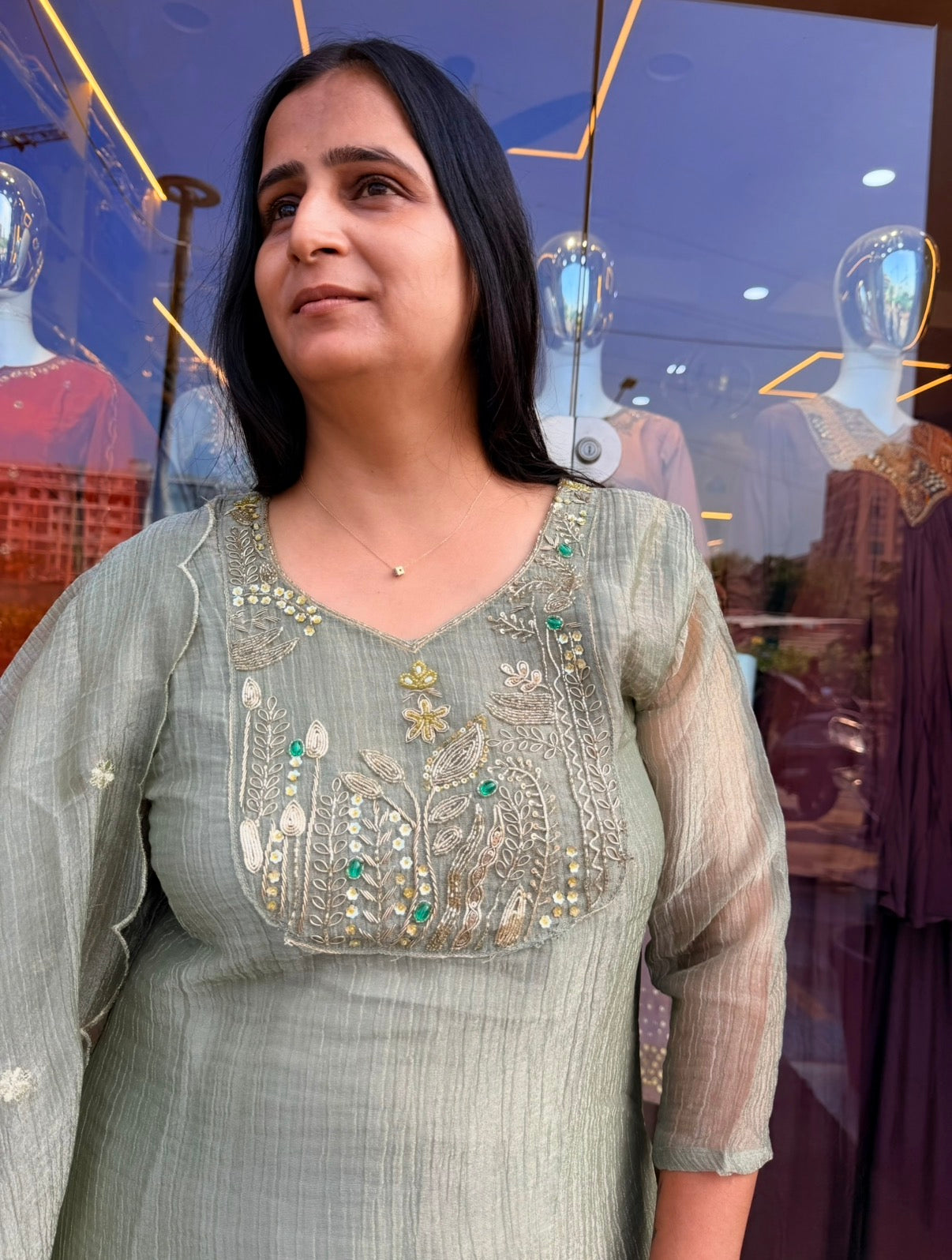 Aaira Sage Green Anarkali Set