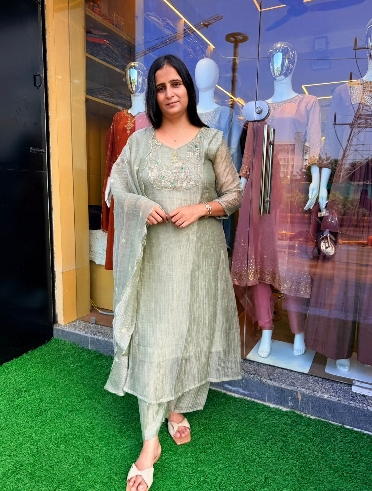 Aaira Sage Green Anarkali Set