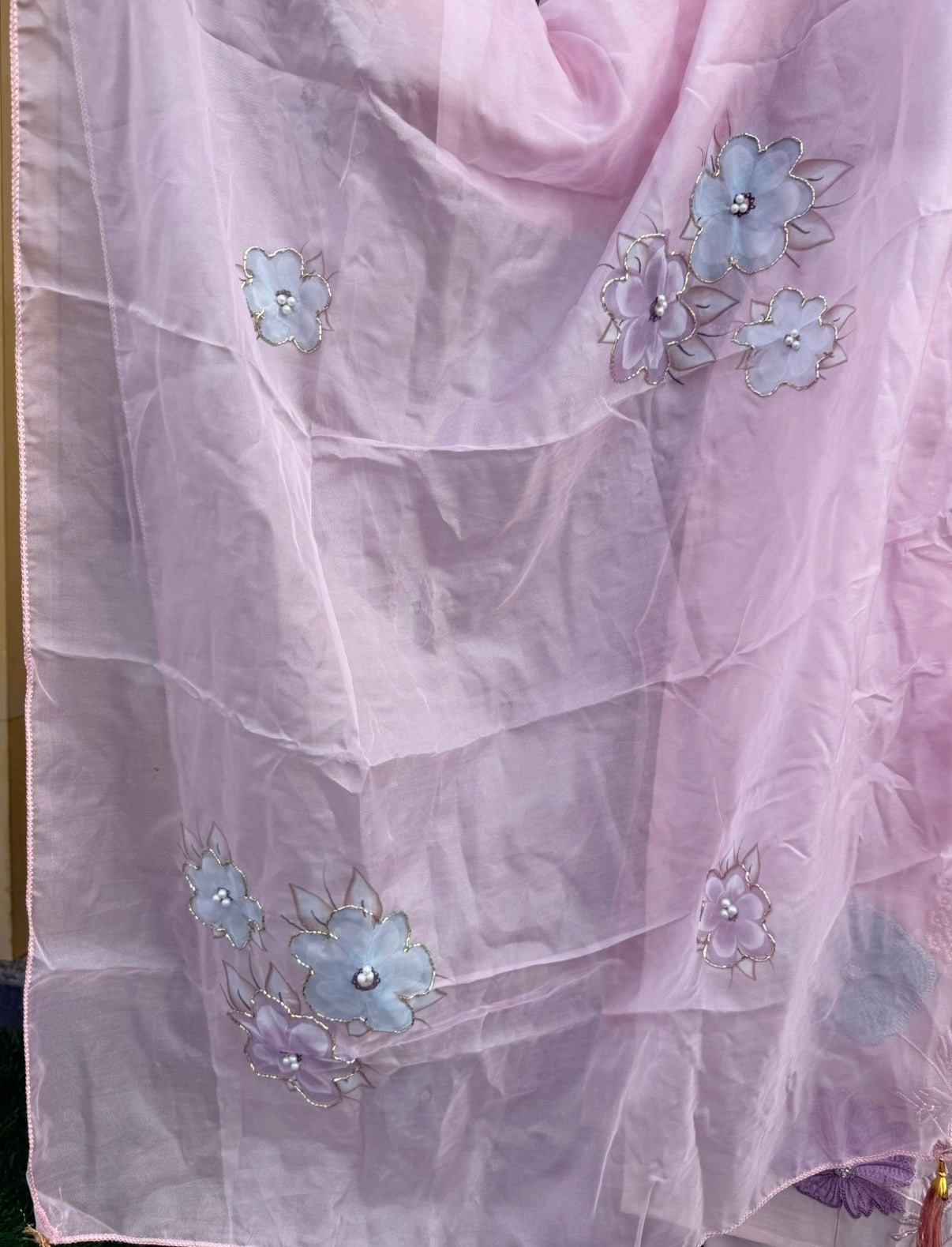 Pastel Petals Embroidered Suit