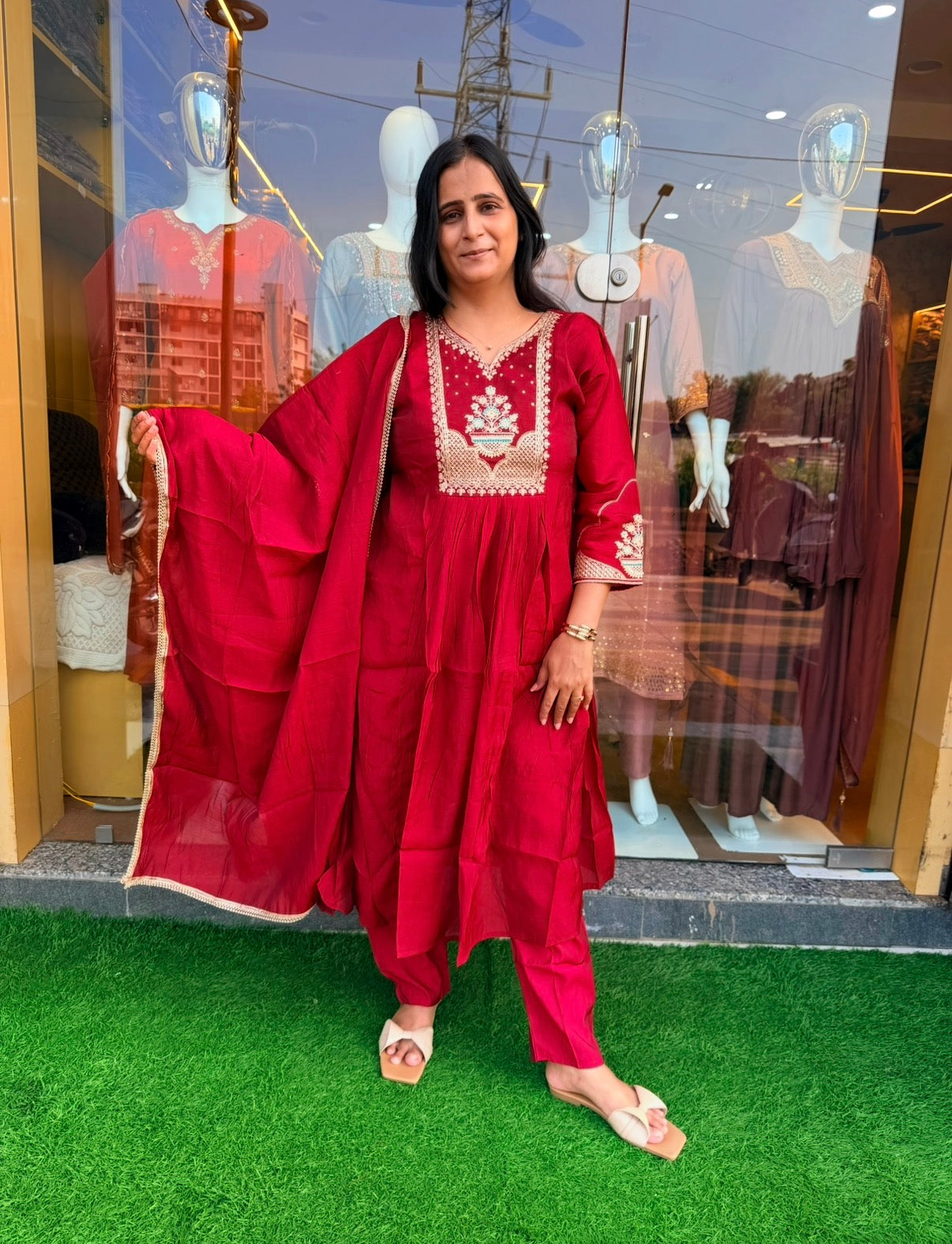 Shahi Surkh Anarkali-Inspired Suit Set