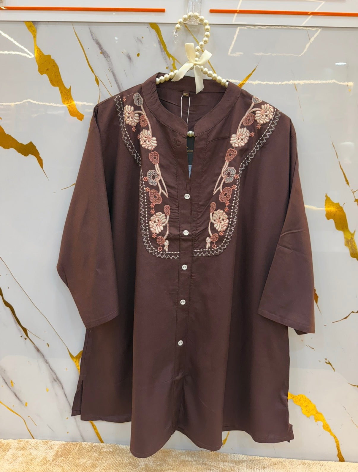 Velvet Vine Embroidered Tunic - Big Size