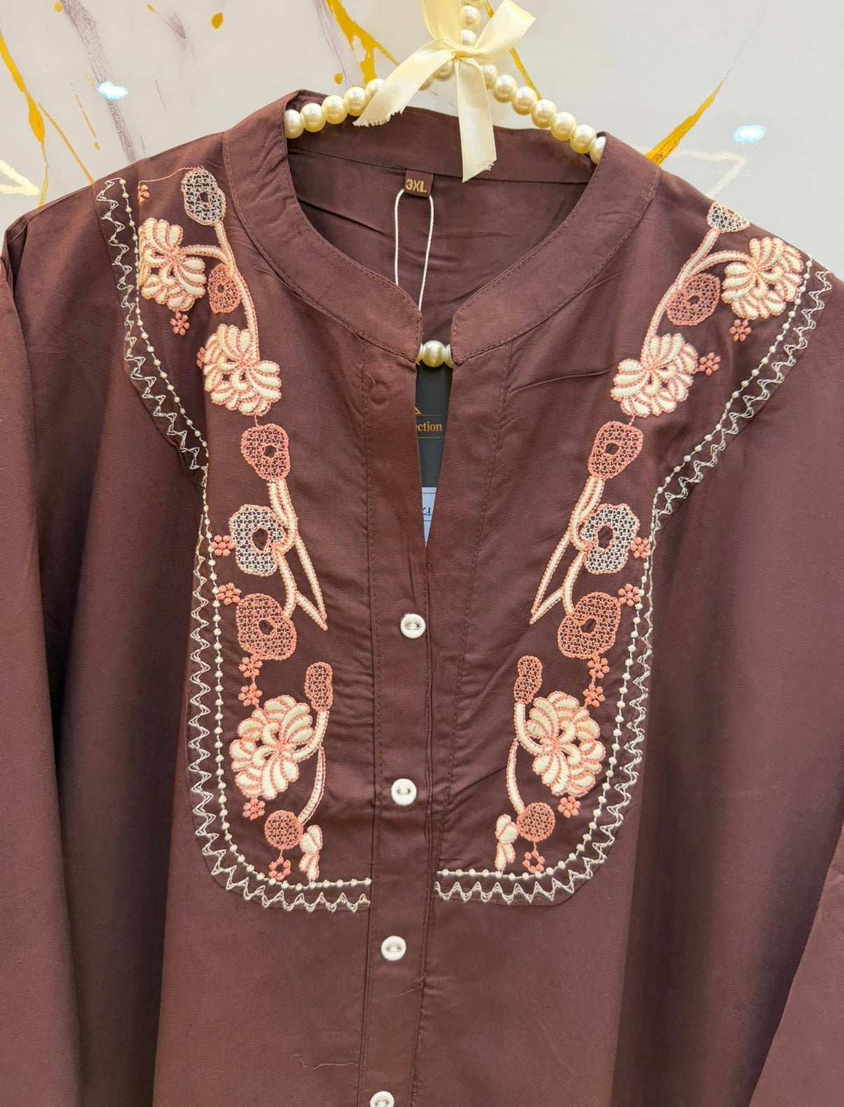 Velvet Vine Embroidered Tunic - Big Size
