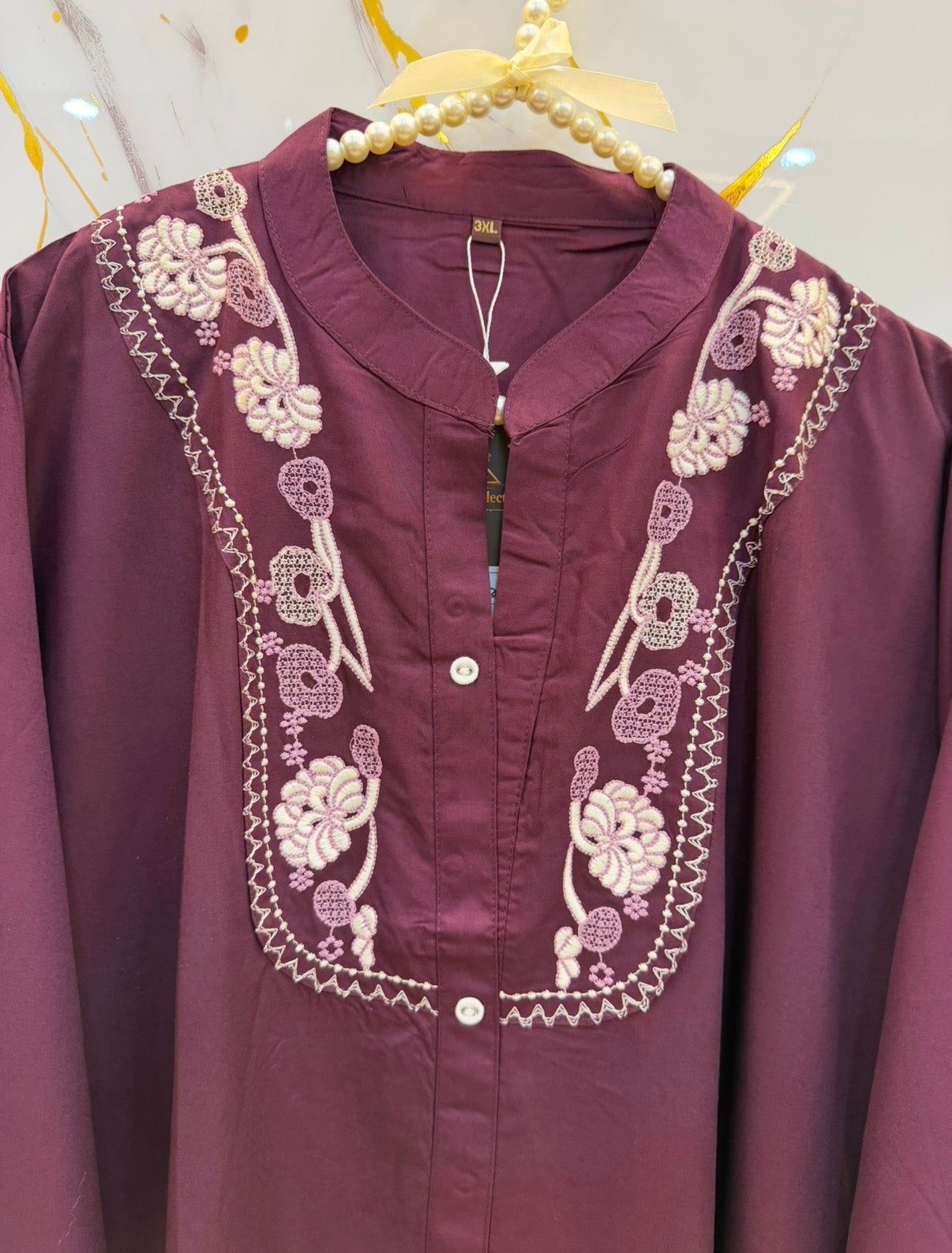 Velvet Vine Embroidered Tunic - Big Size