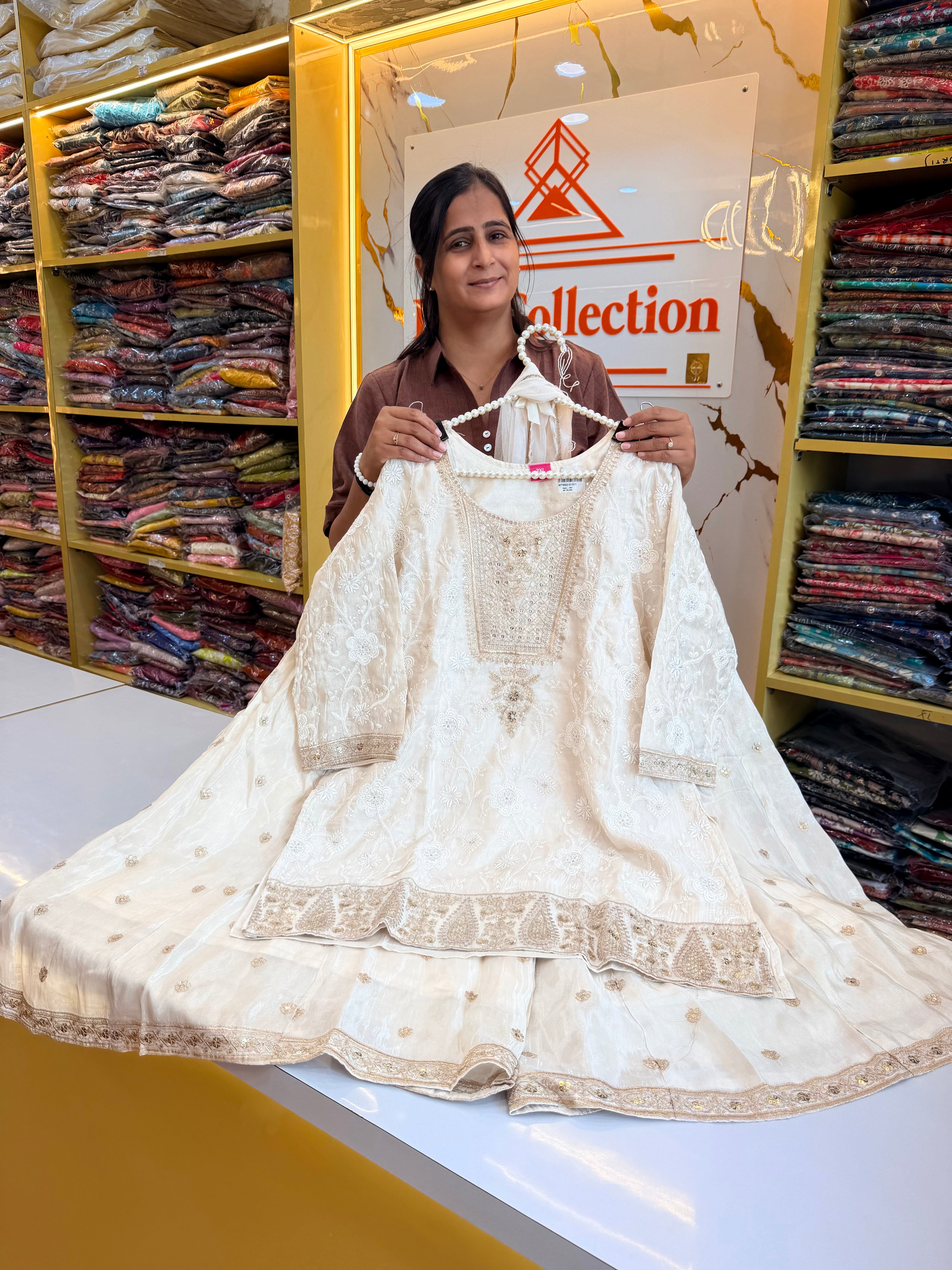 Ethereal Pearl Handcrafted Big Size Sharara Set