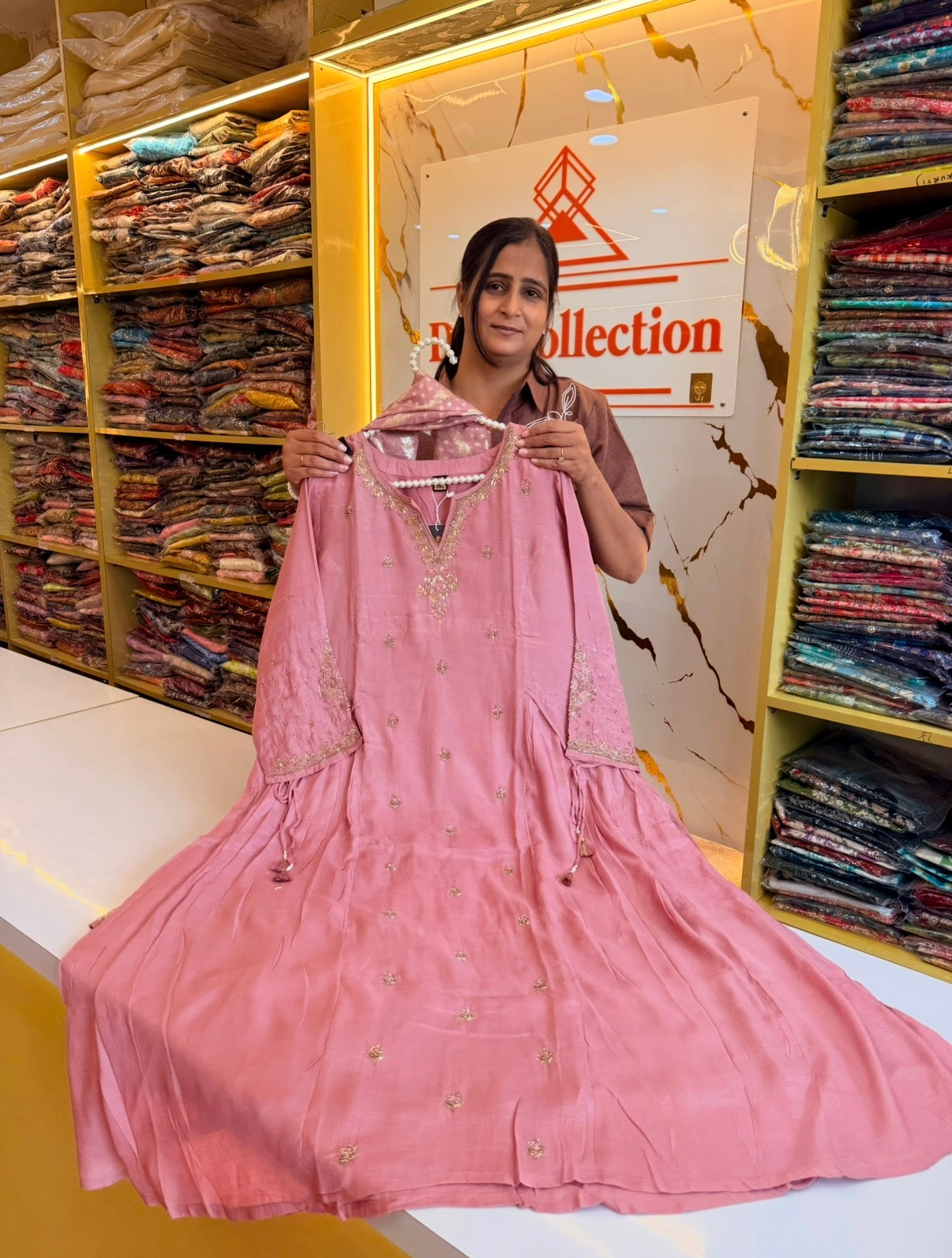 Gulabi Noor Flared Crape Big Size 3 Pcs Set